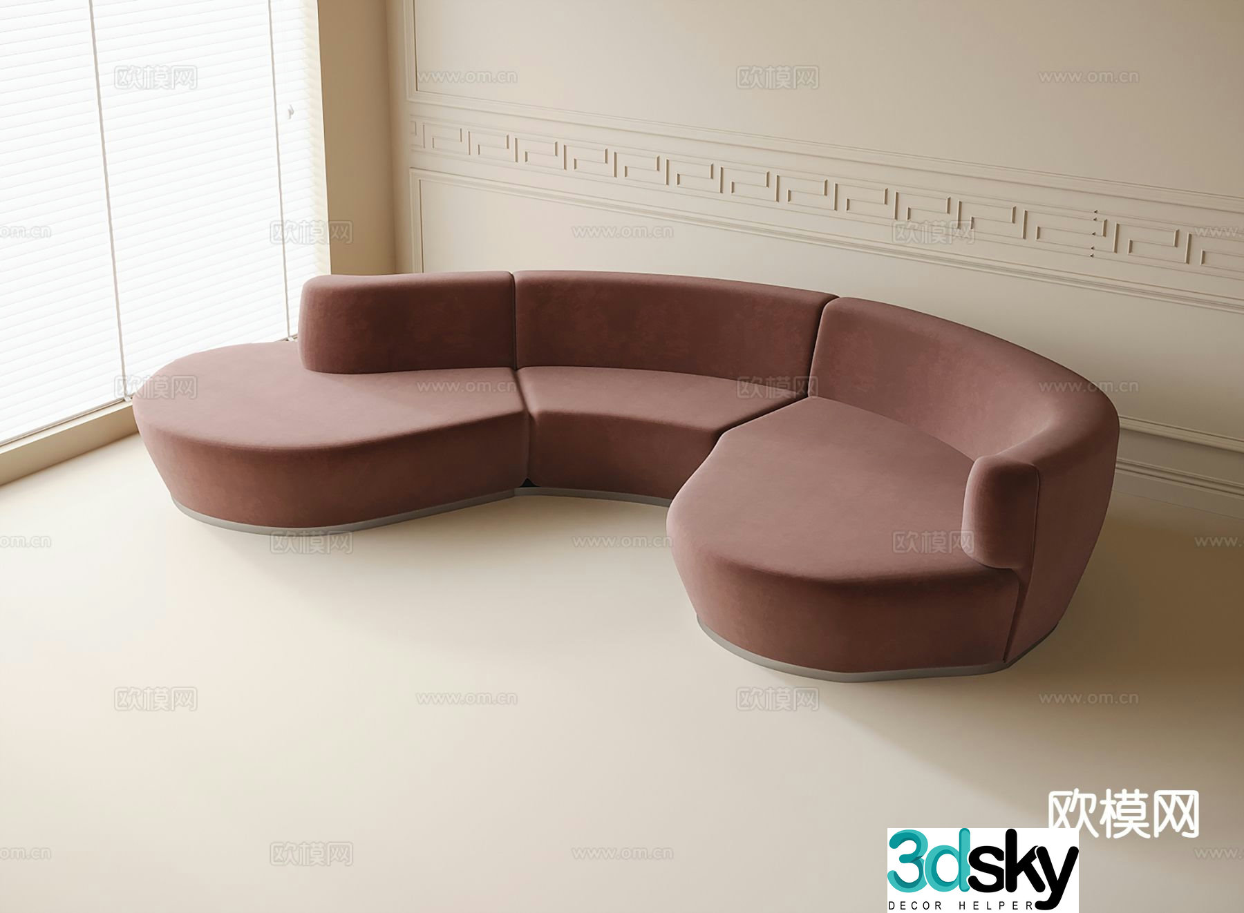 Modern multi-seater sofa curved sofa 3d model