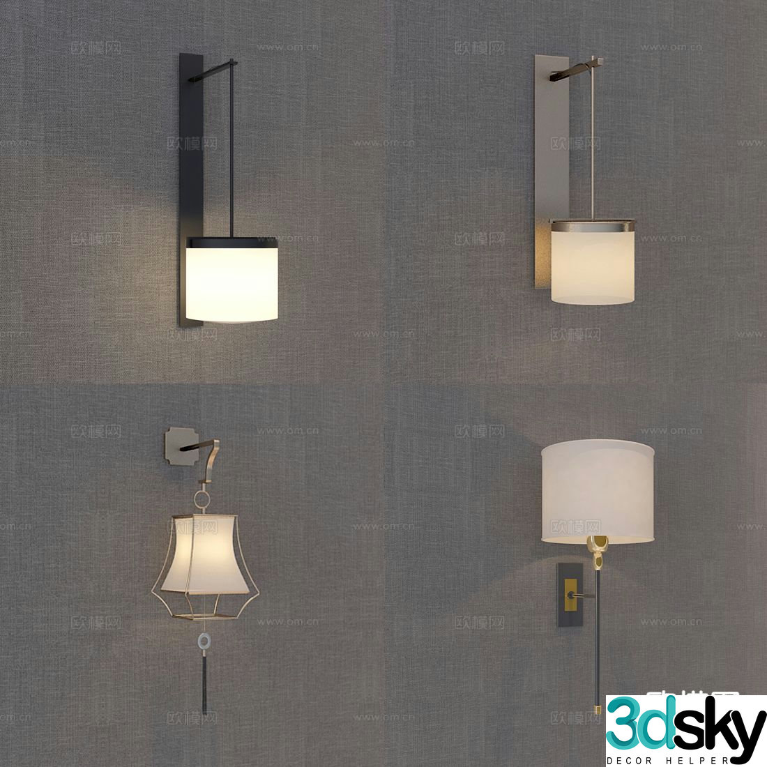 New Chinese style wall lamp bedside wall lamp 3d model