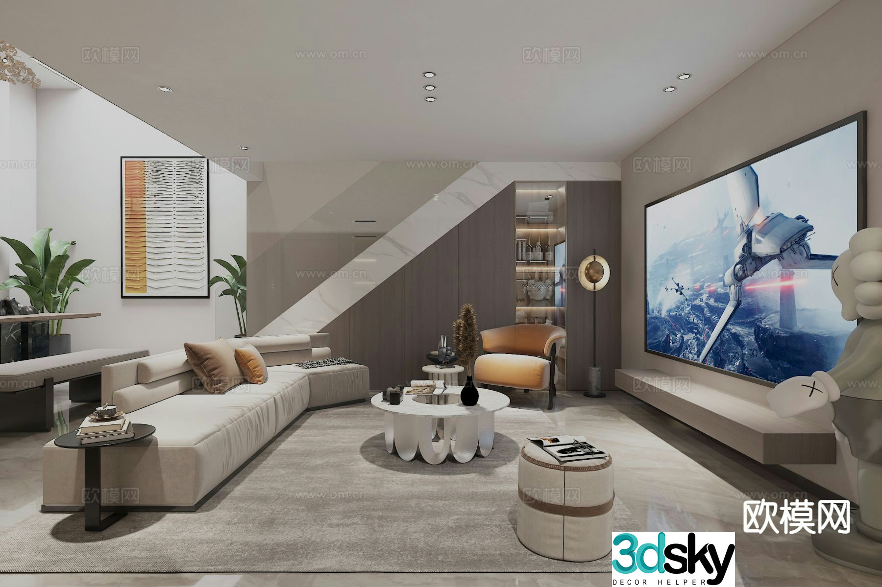 Light luxury audio-visual room audio-visual room villa home theater 3D model