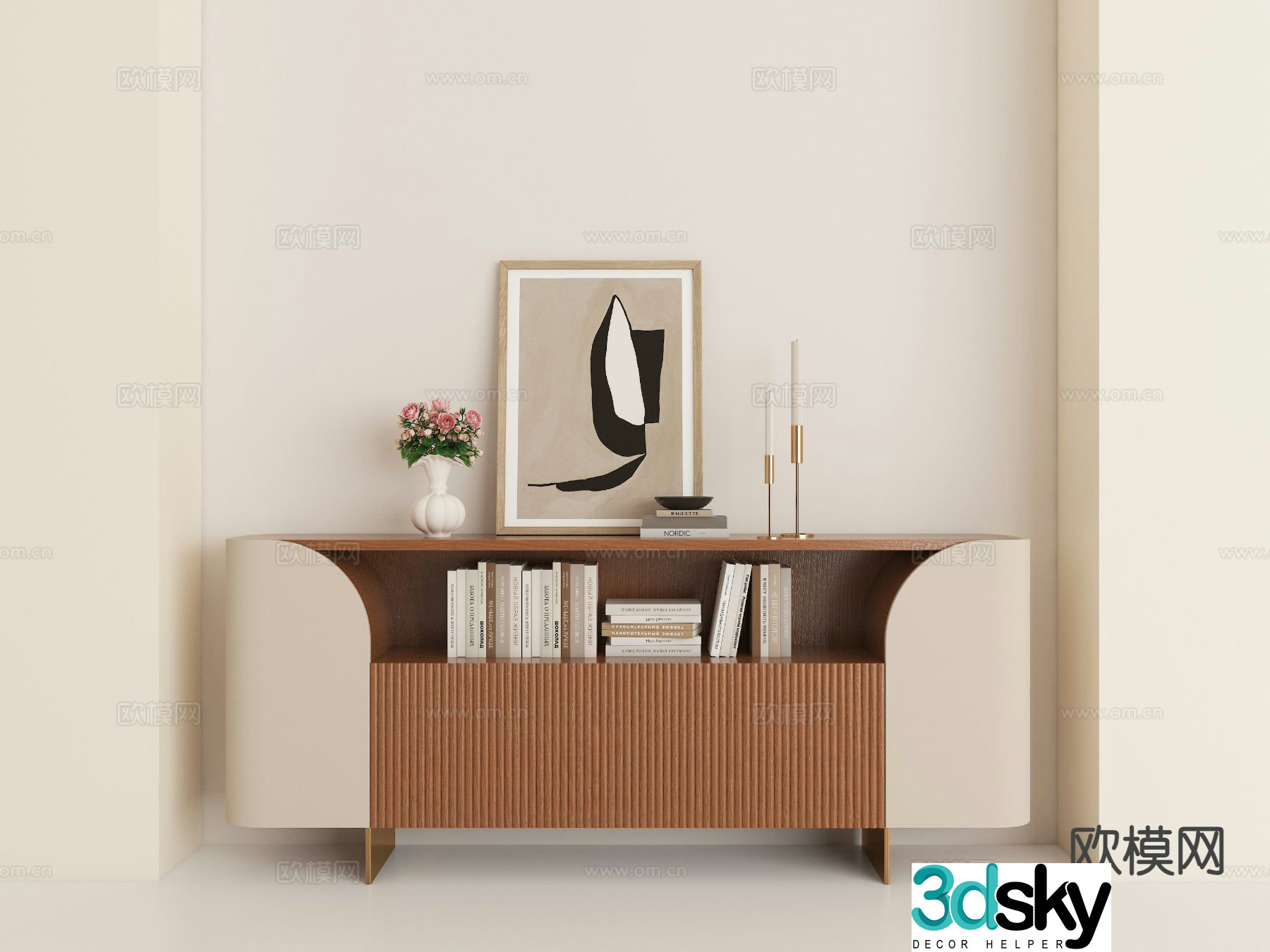 Medieval style entrance cabinet and side cabinet 3D model
