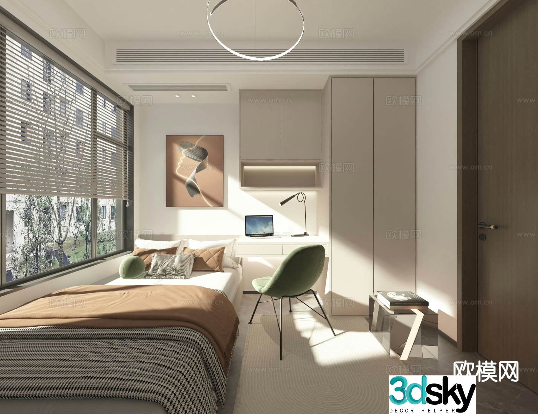 Modern tatami bedroom second bedroom 3d model