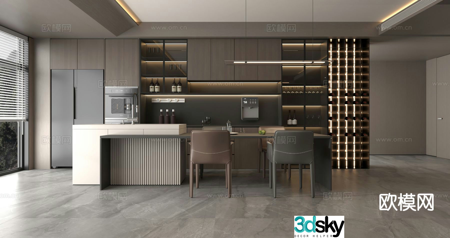 Modern island restaurant 3d model
