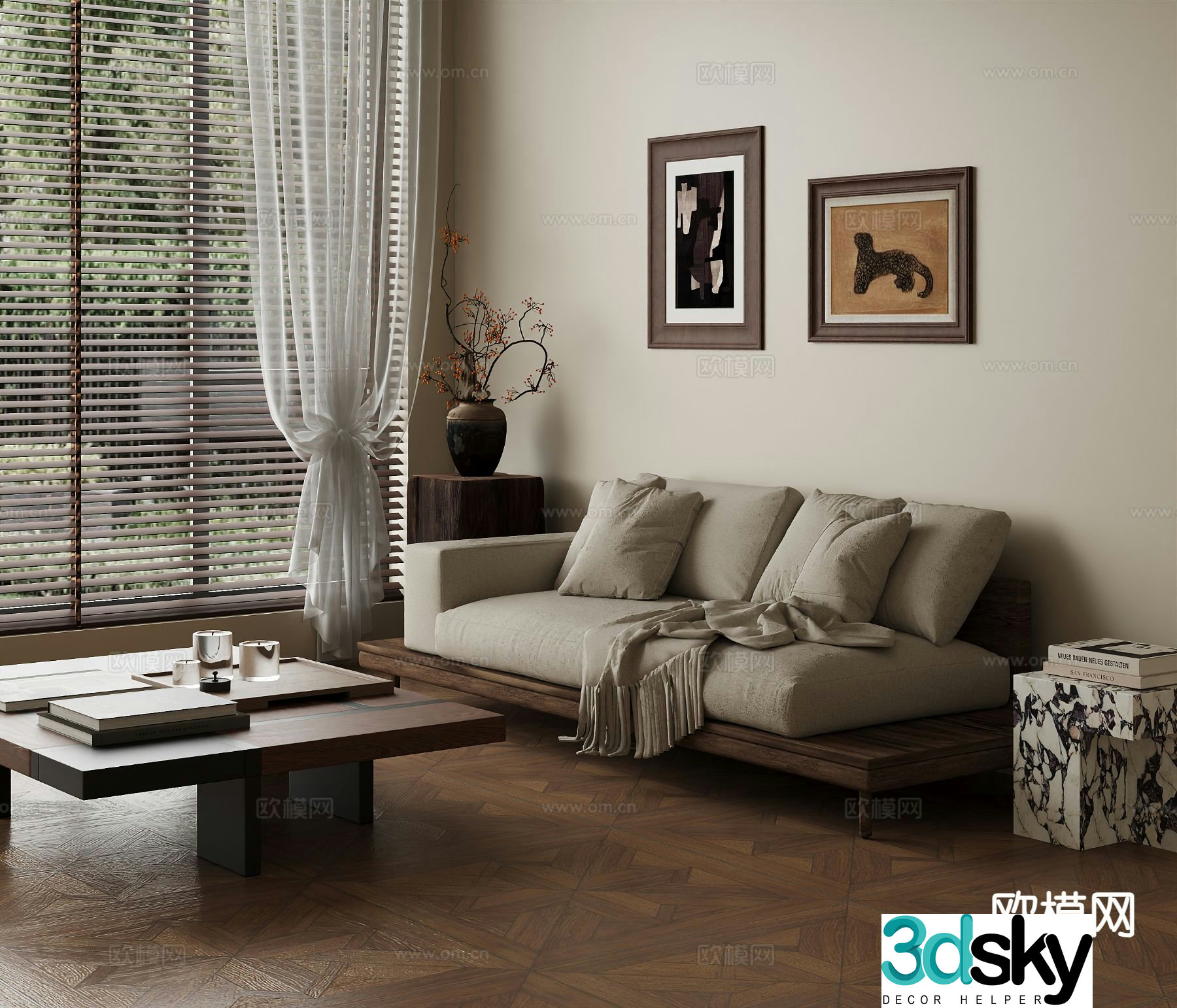 Medieval style double sofa 3d model
