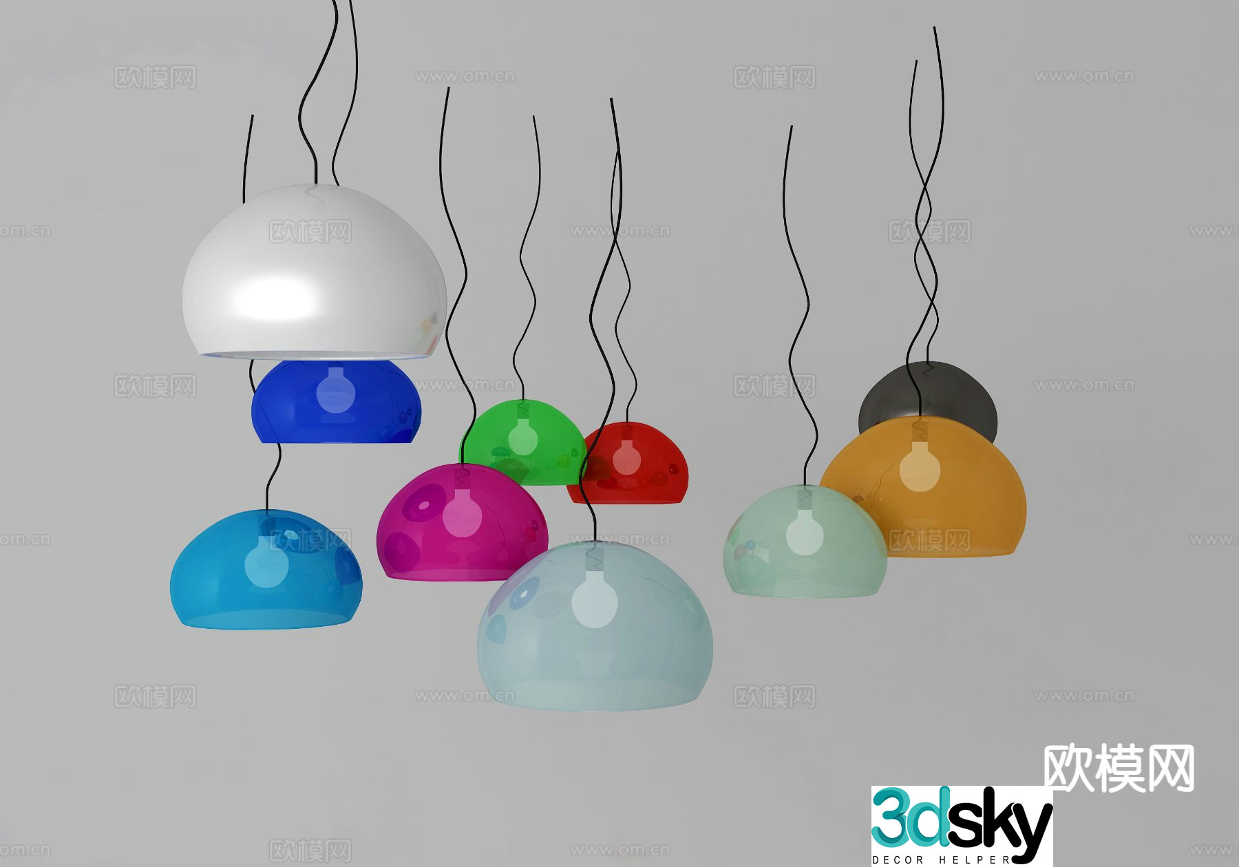 Modern colorful chandelier 3d model