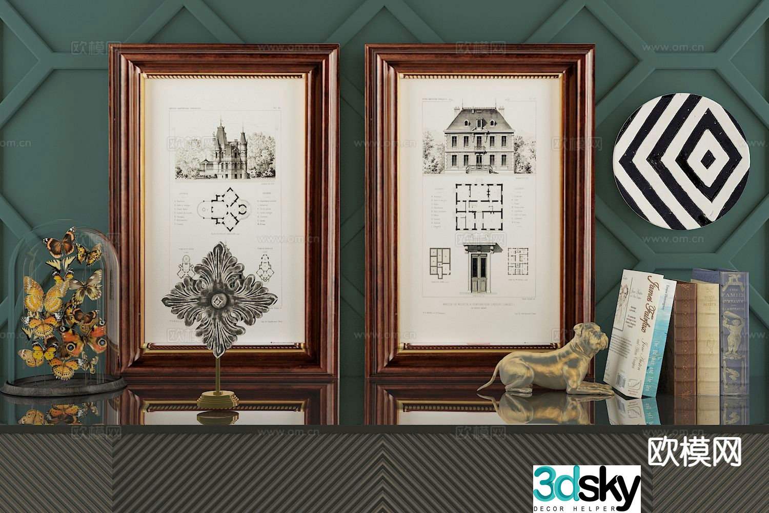 European decorative painting architectural painting hanging painting 3D model