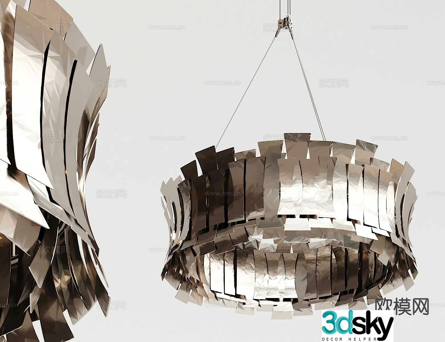 Modern metal chandelier 3d model