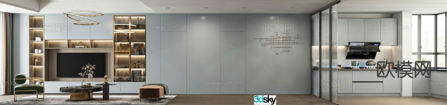 Modern living room TV cabinet customized cabinet whole wall hall cabinet 3D model