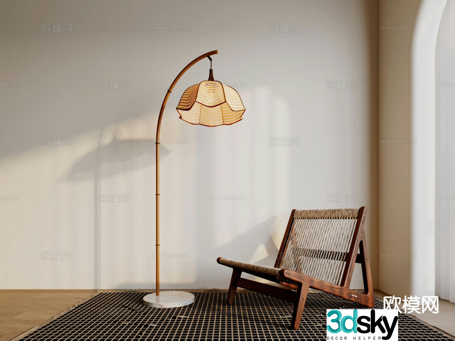 Wabi-sabi floor lamp flower woven lamp 3d model