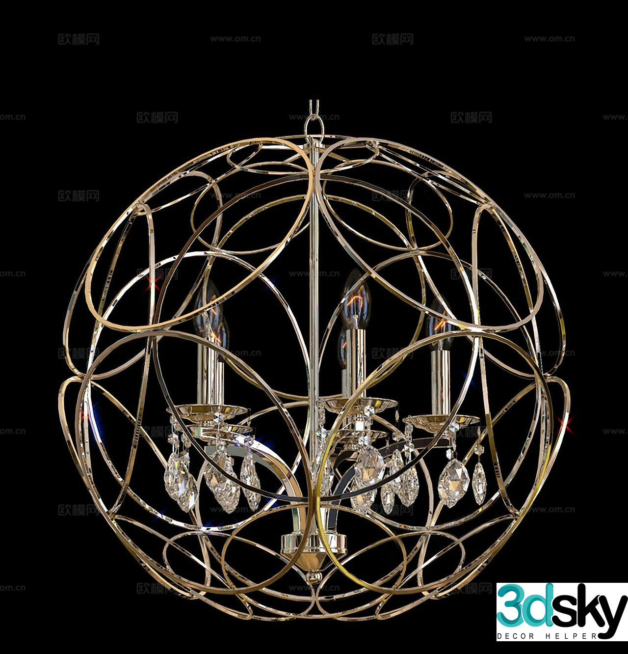 Light luxury spherical chandelier 3D model