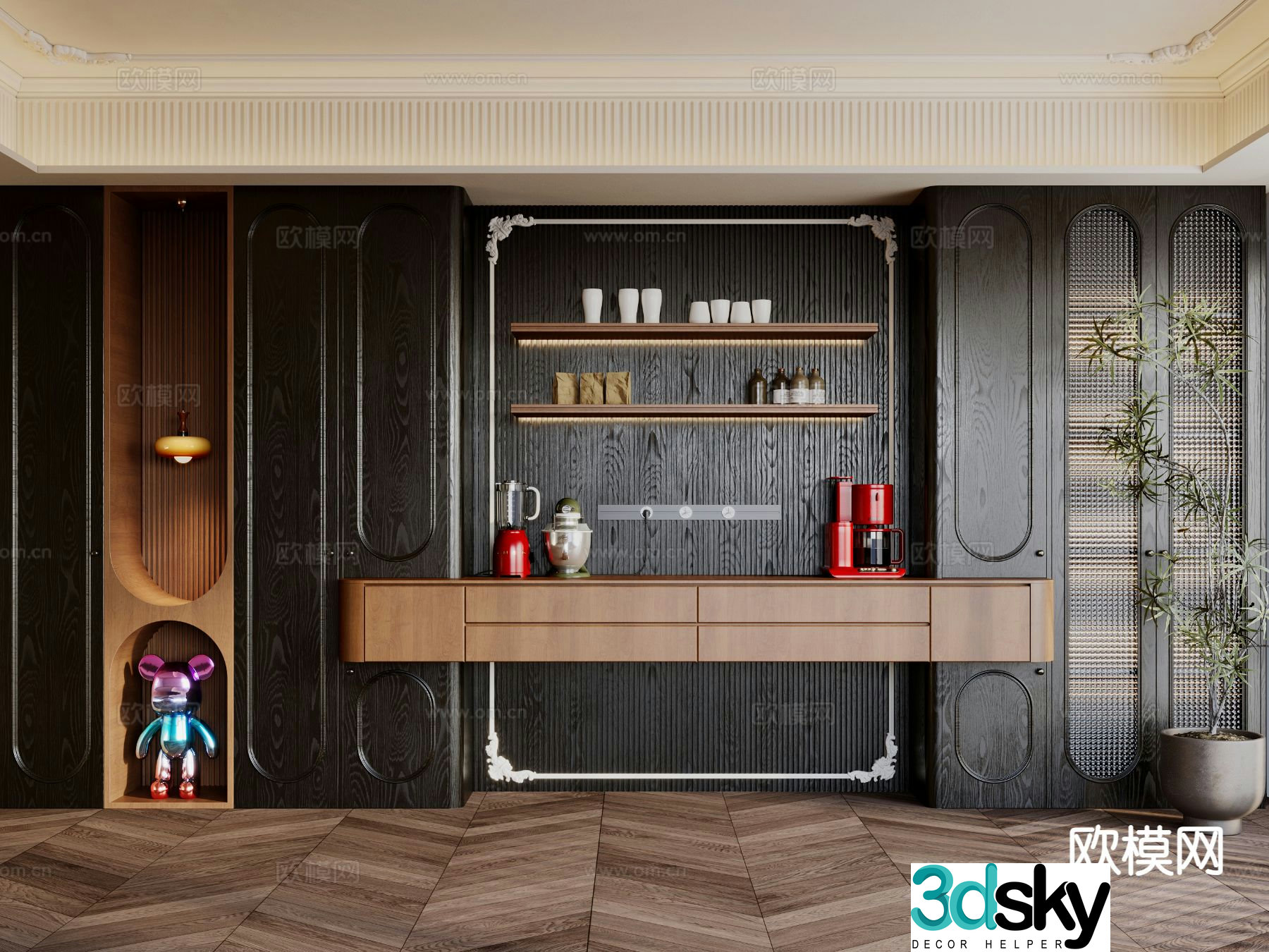 French sideboard French retro cabinet 3d model