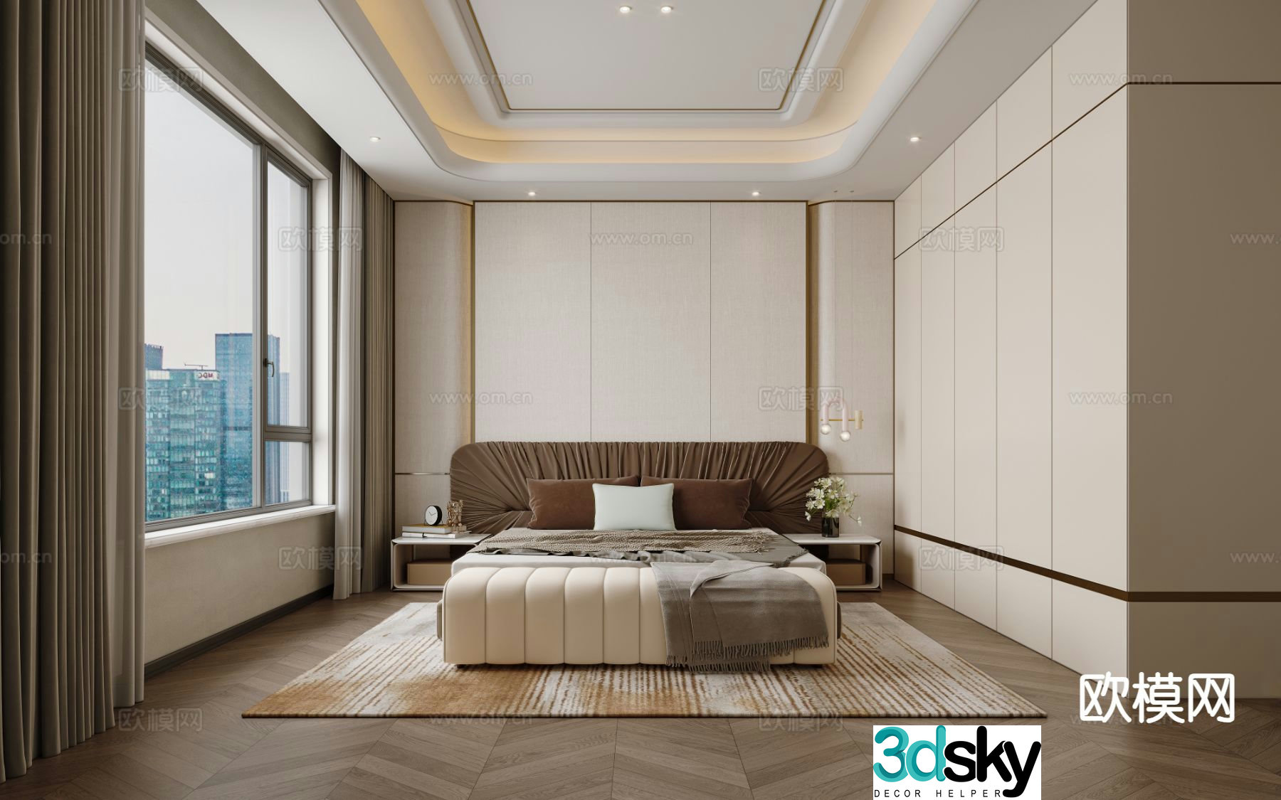 Italian light luxury bedroom master bedroom 3D model