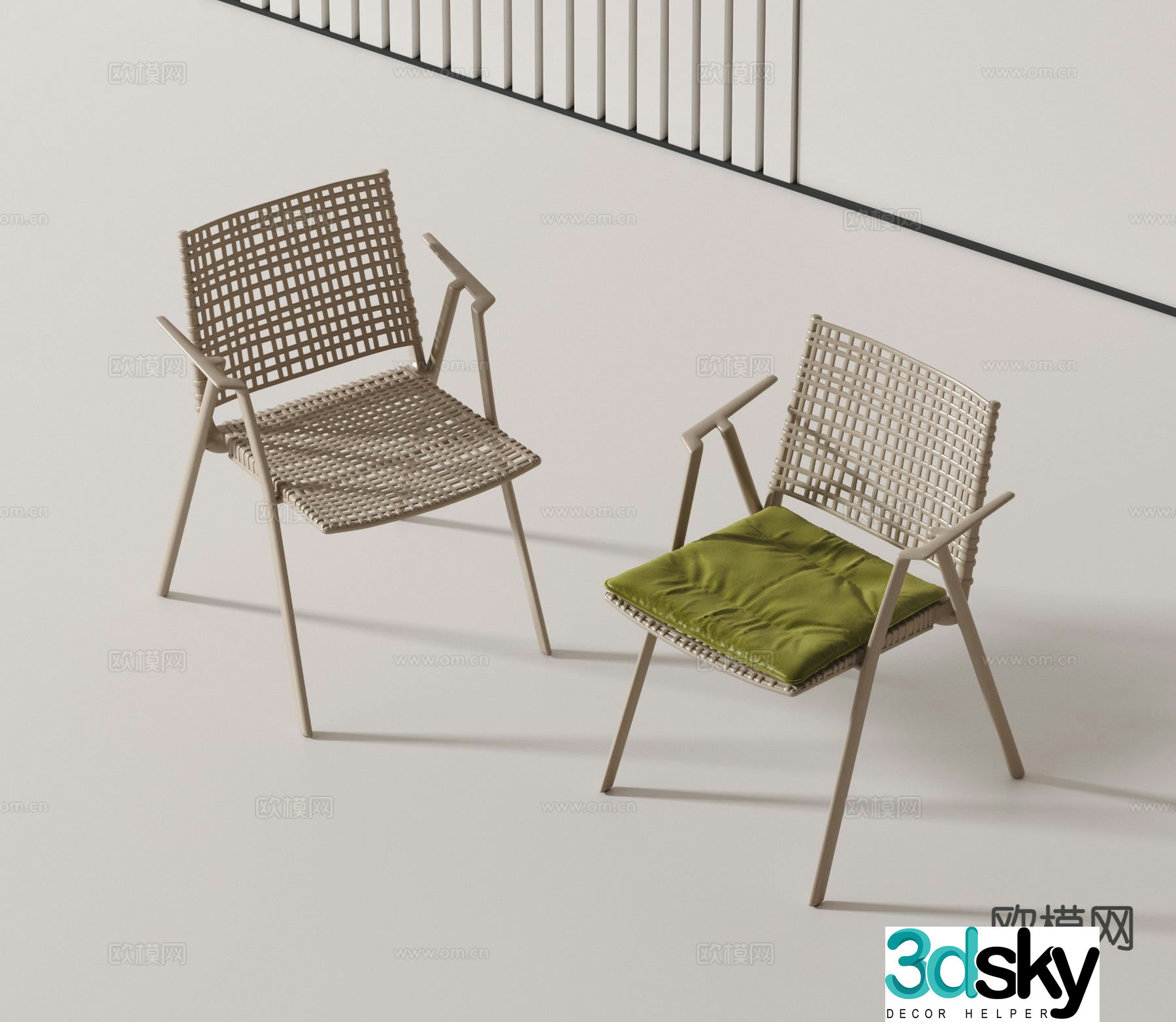 modern woven chair armchair chair outdoor chair 3d model