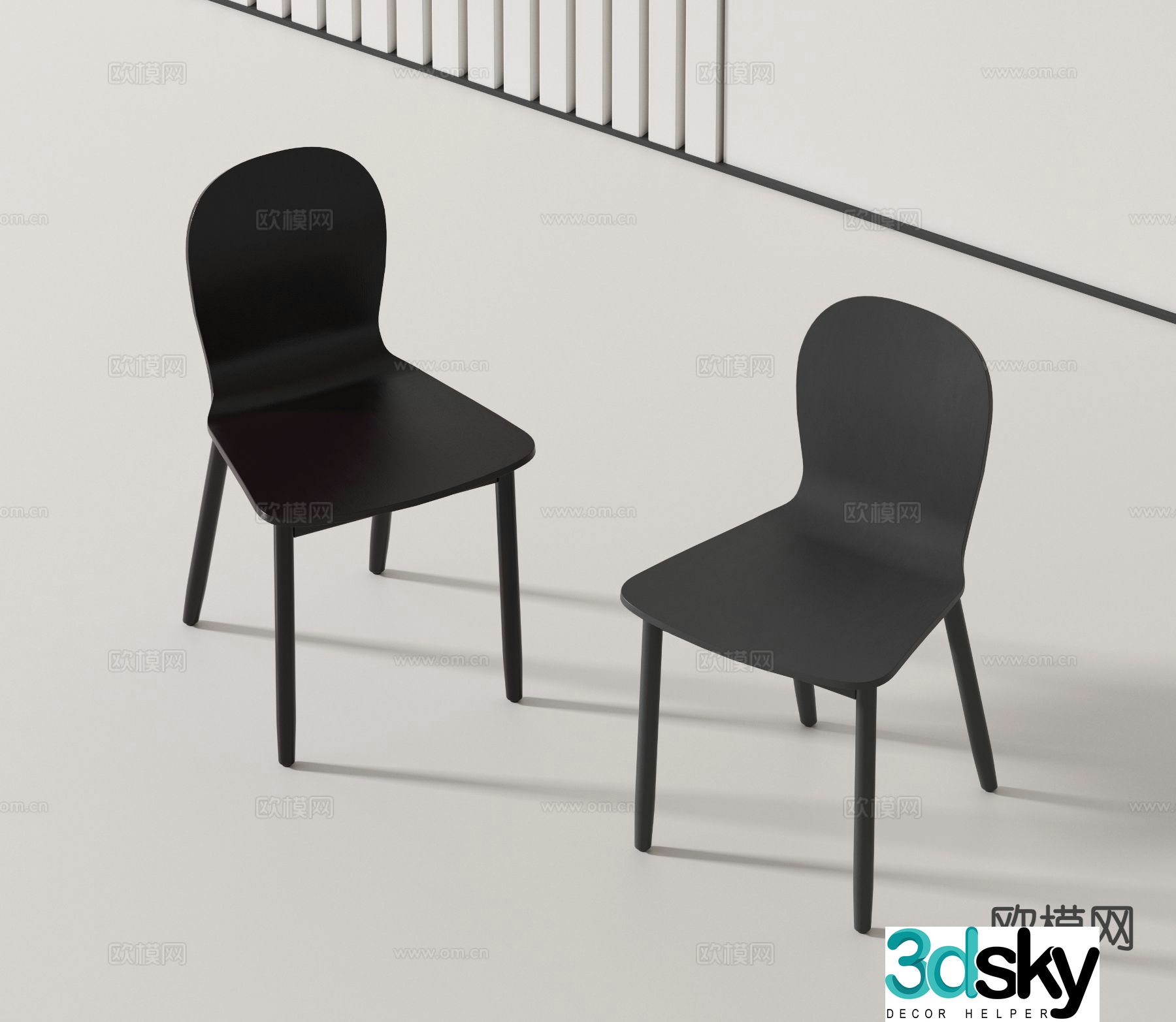 Modern single chair chair plywood chair 3d model