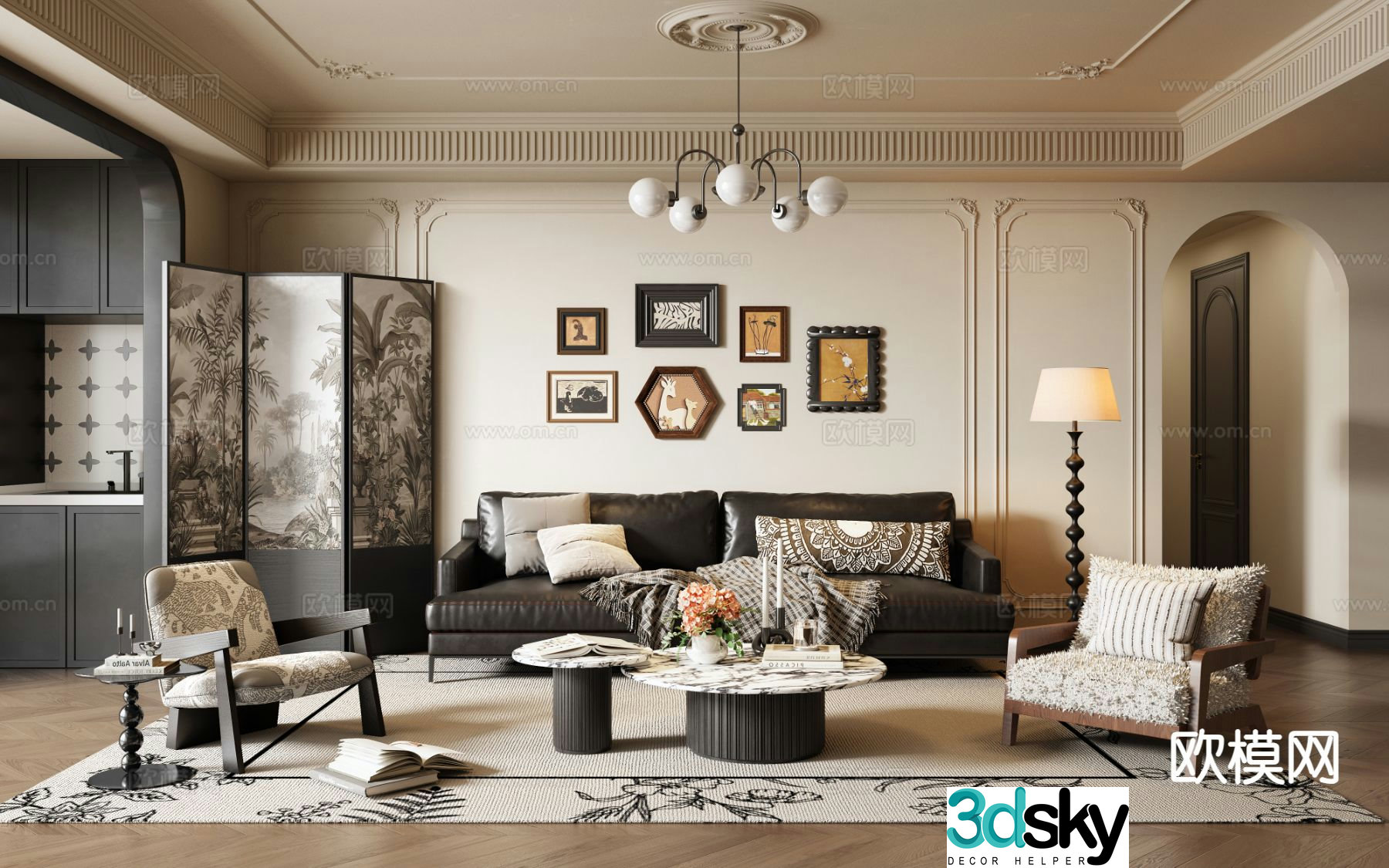 French medieval style living room 3D model