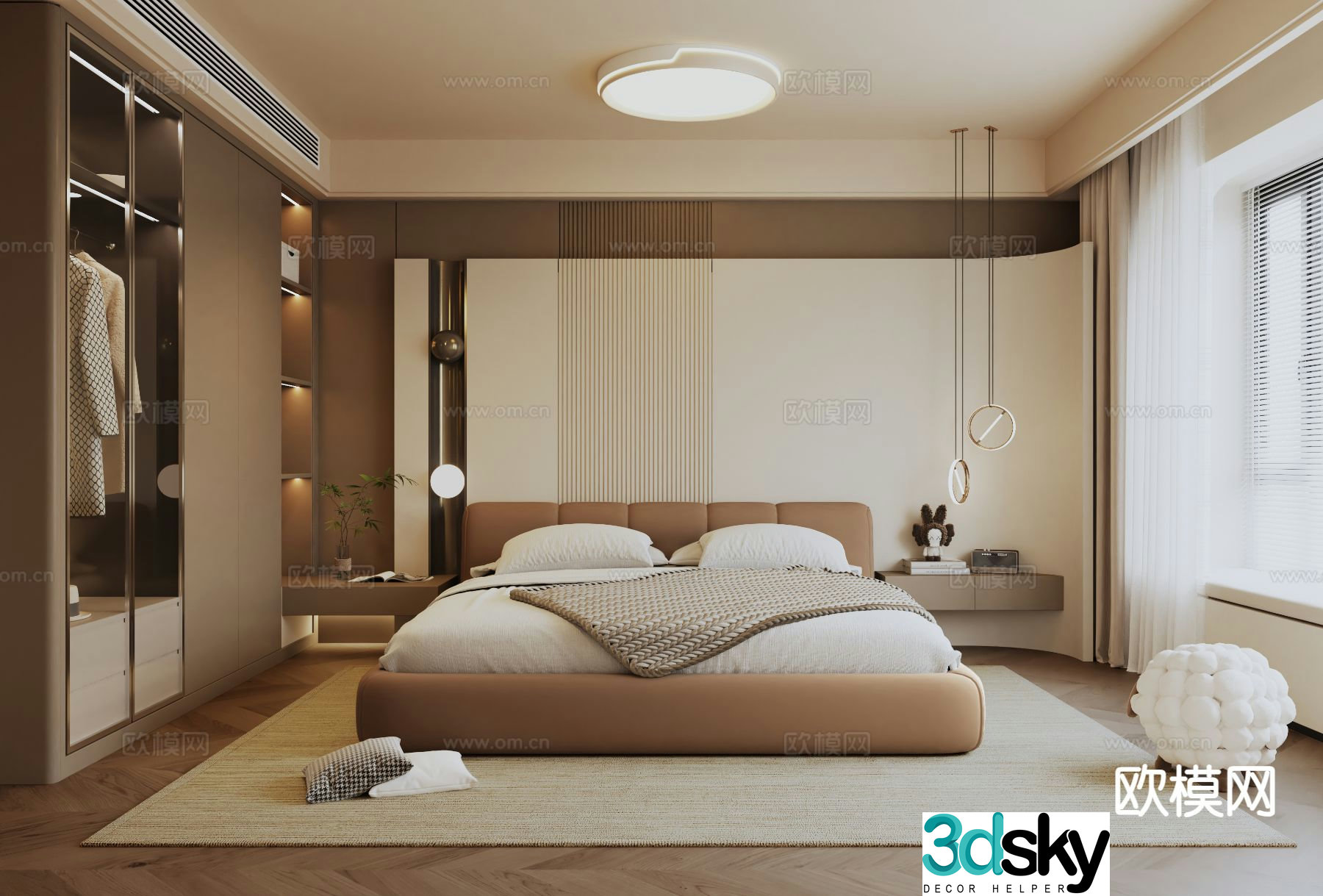 Cream style bedroom master bedroom 3d model