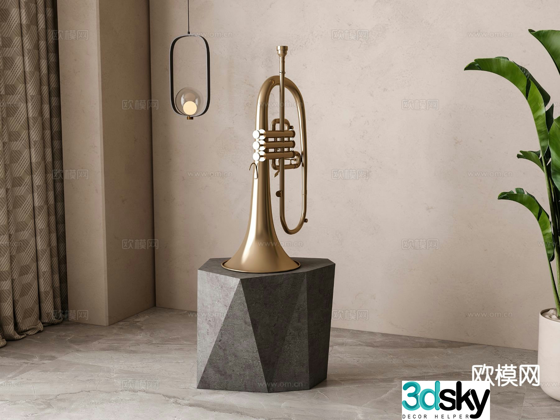 Modern musical instrument sculpture ornaments 3D model