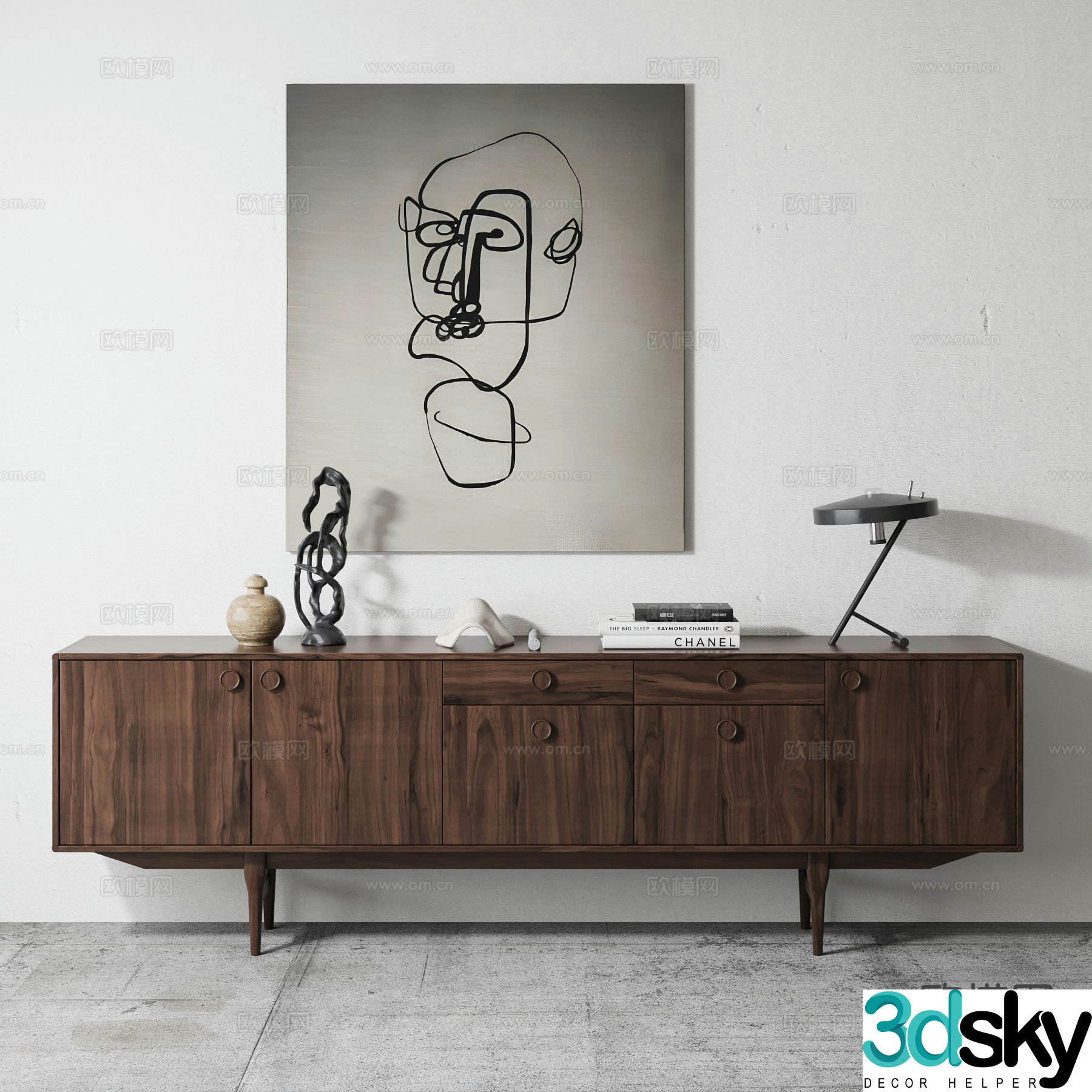 Medieval style TV cabinet 3D model