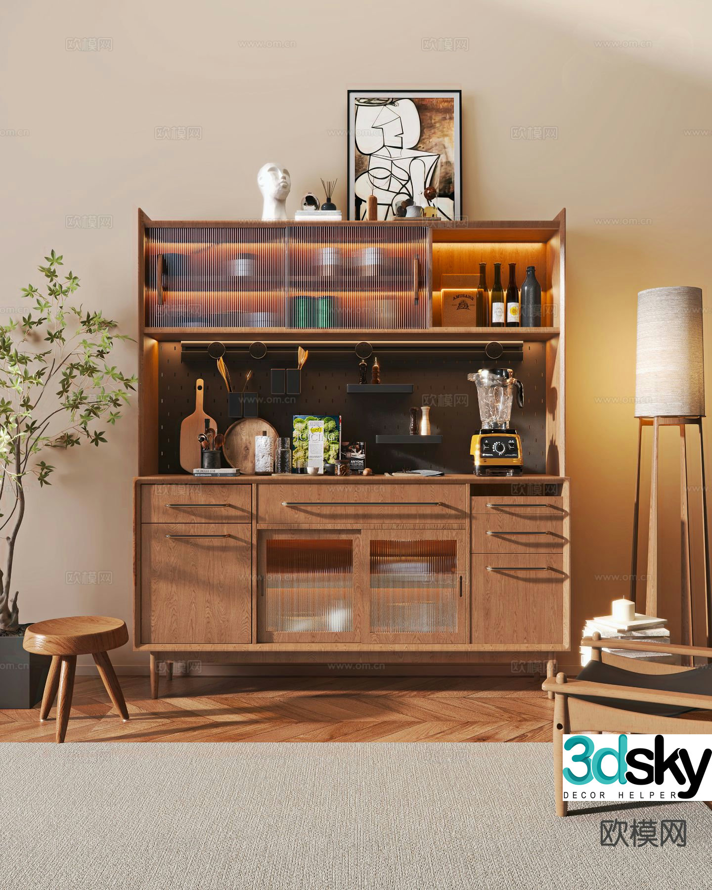 Medieval style sideboard 3d model