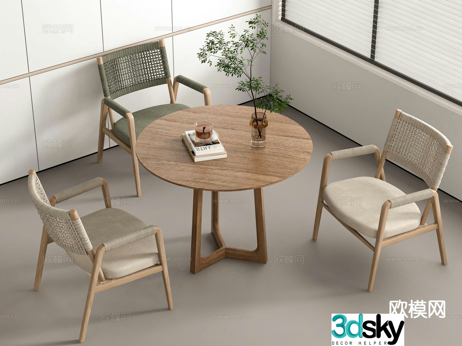 Wabi Sabi Negotiation Tables and Chairs Leisure Tables and Chairs 3D Model