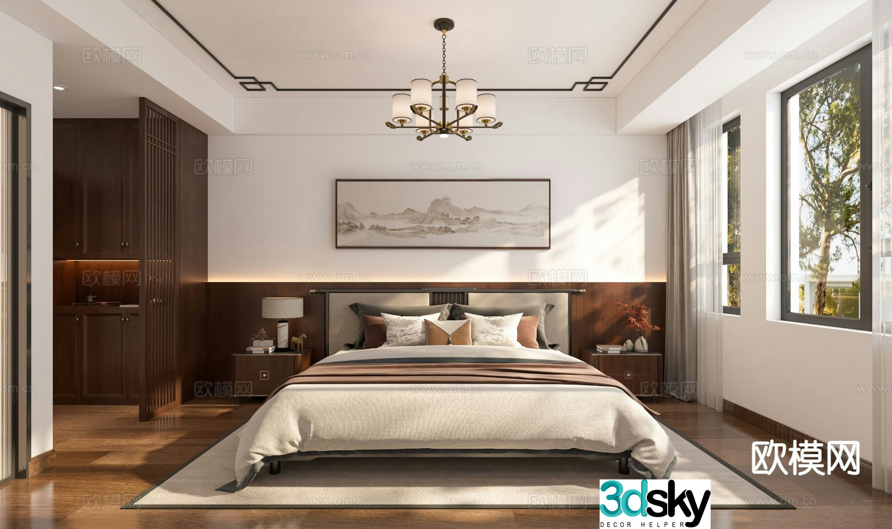 New Chinese style bedroom master bedroom 3d model