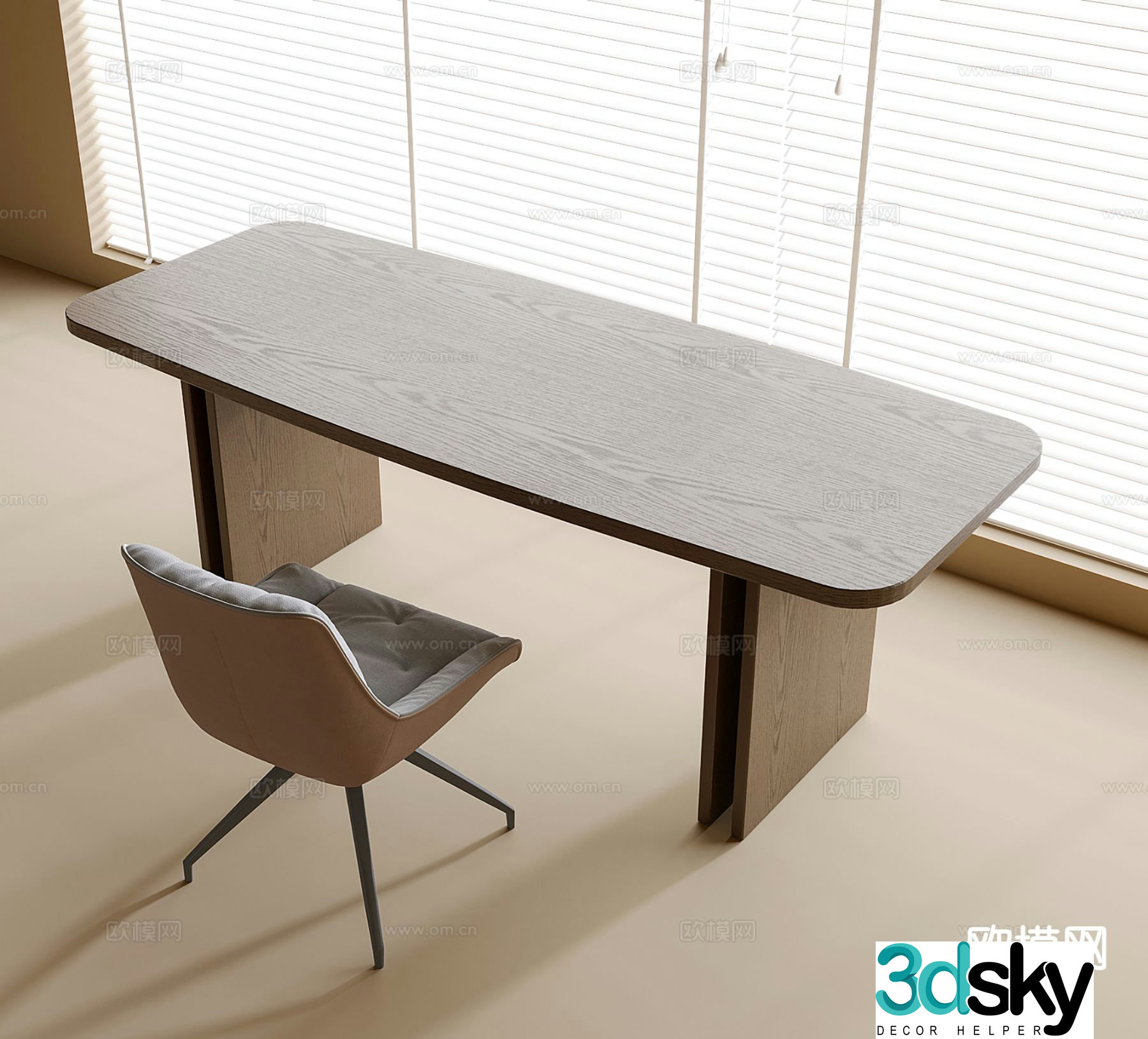 Modern desk chair single chair desk 3d model