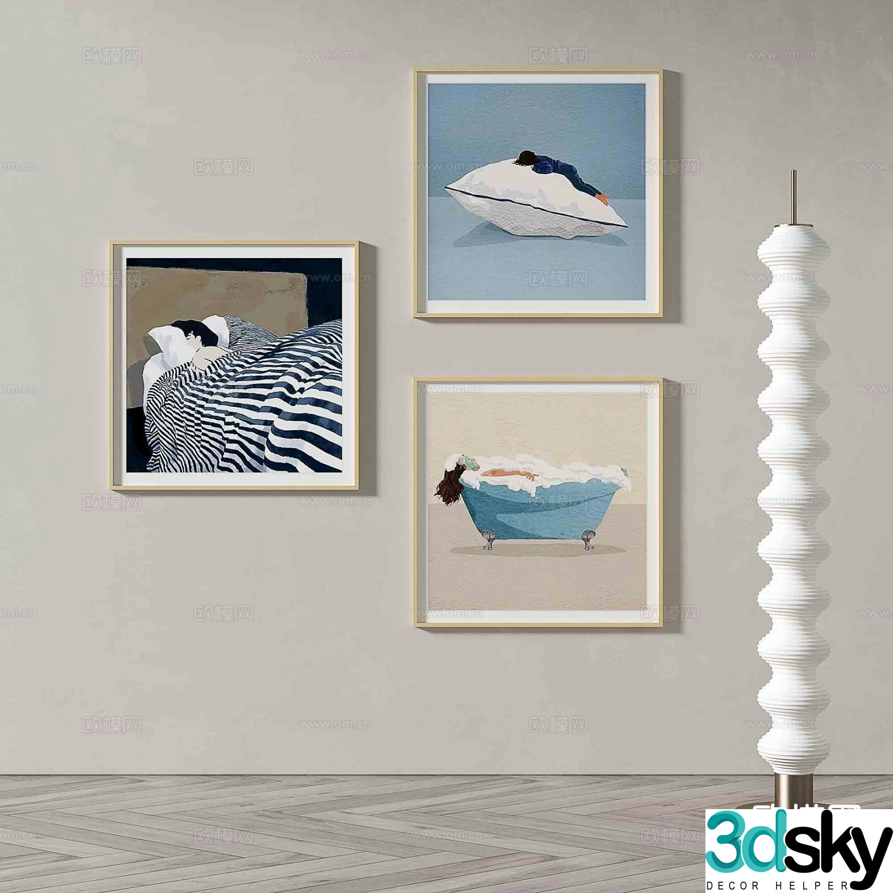 Art painting cartoon painting decorative painting 3d model