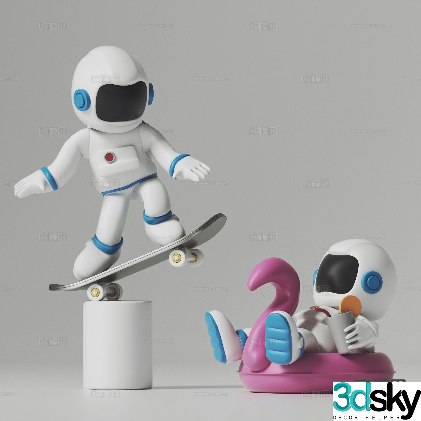 Astronaut sculpture cartoon sculpture ornament 3d model