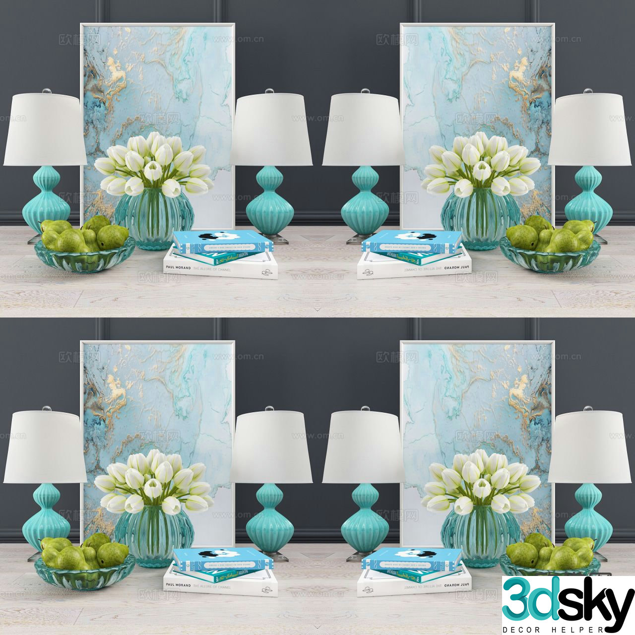 Modern jewelry vase combination 3D model