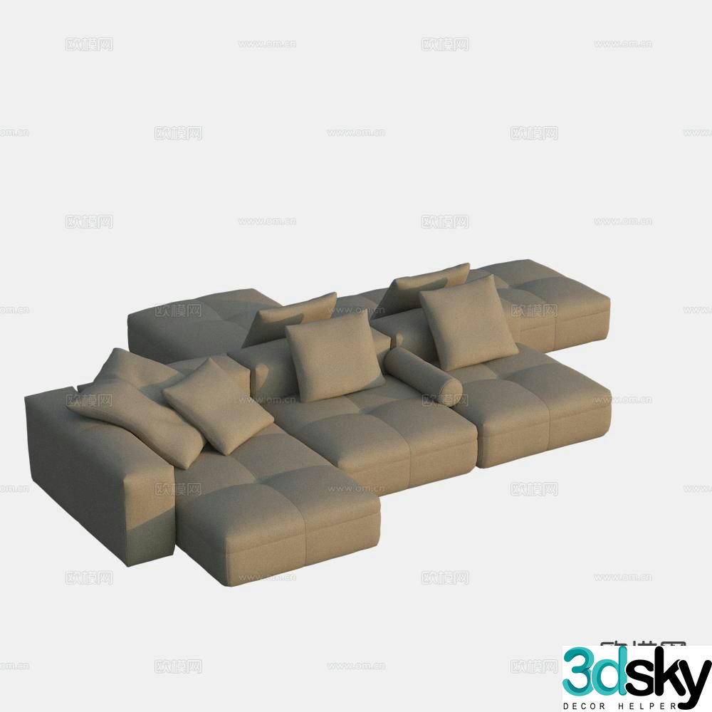 Multi-person sofa double sofa 3d model