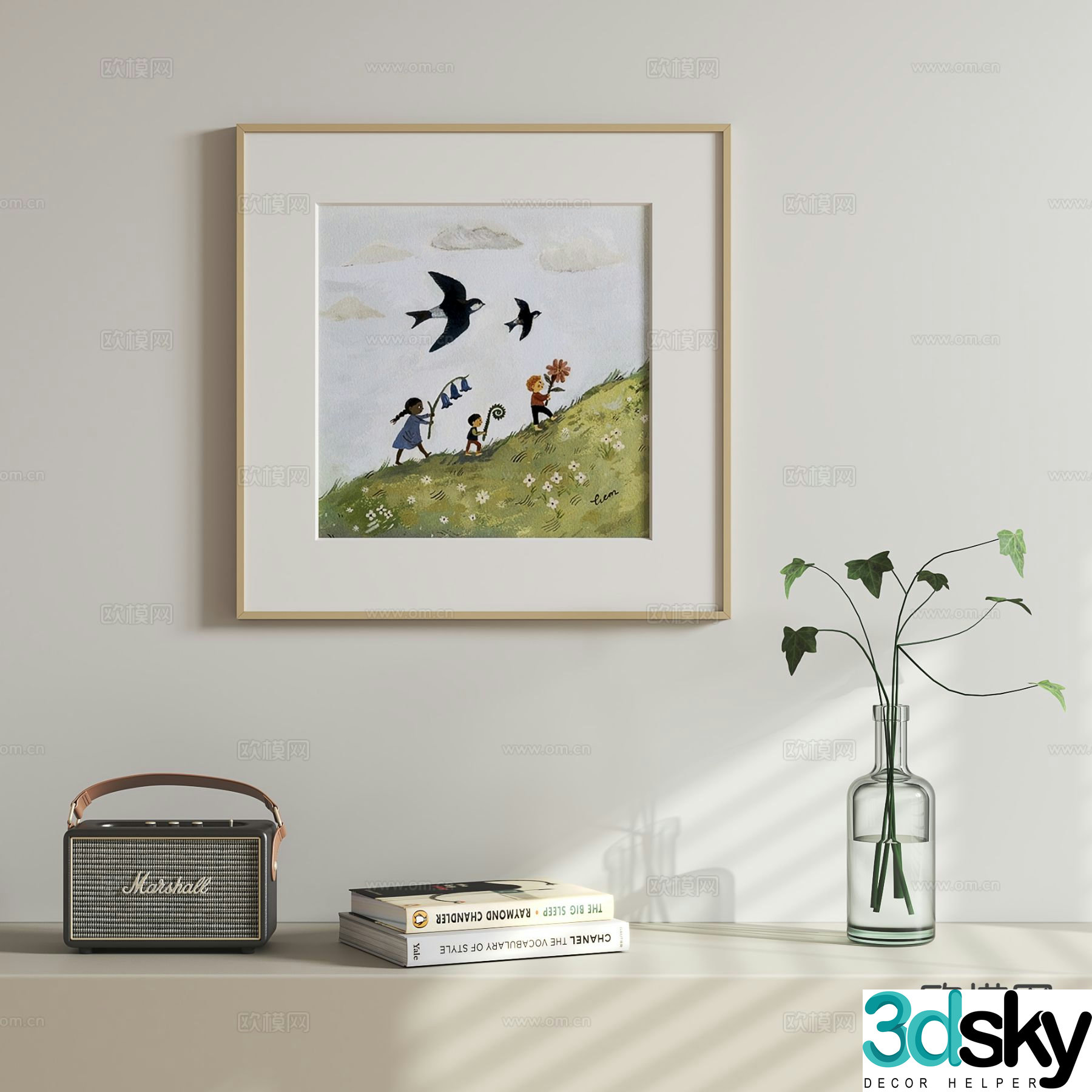Nordic cartoon hanging painting children’s hanging painting oil painting 3D model