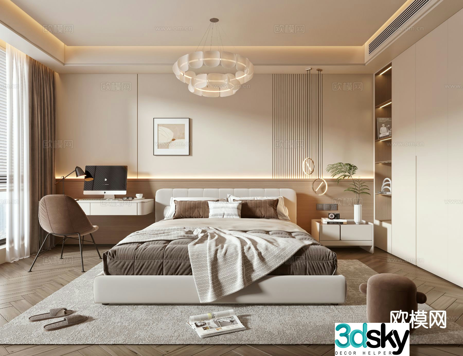 Cream style bedroom master bedroom 3d model