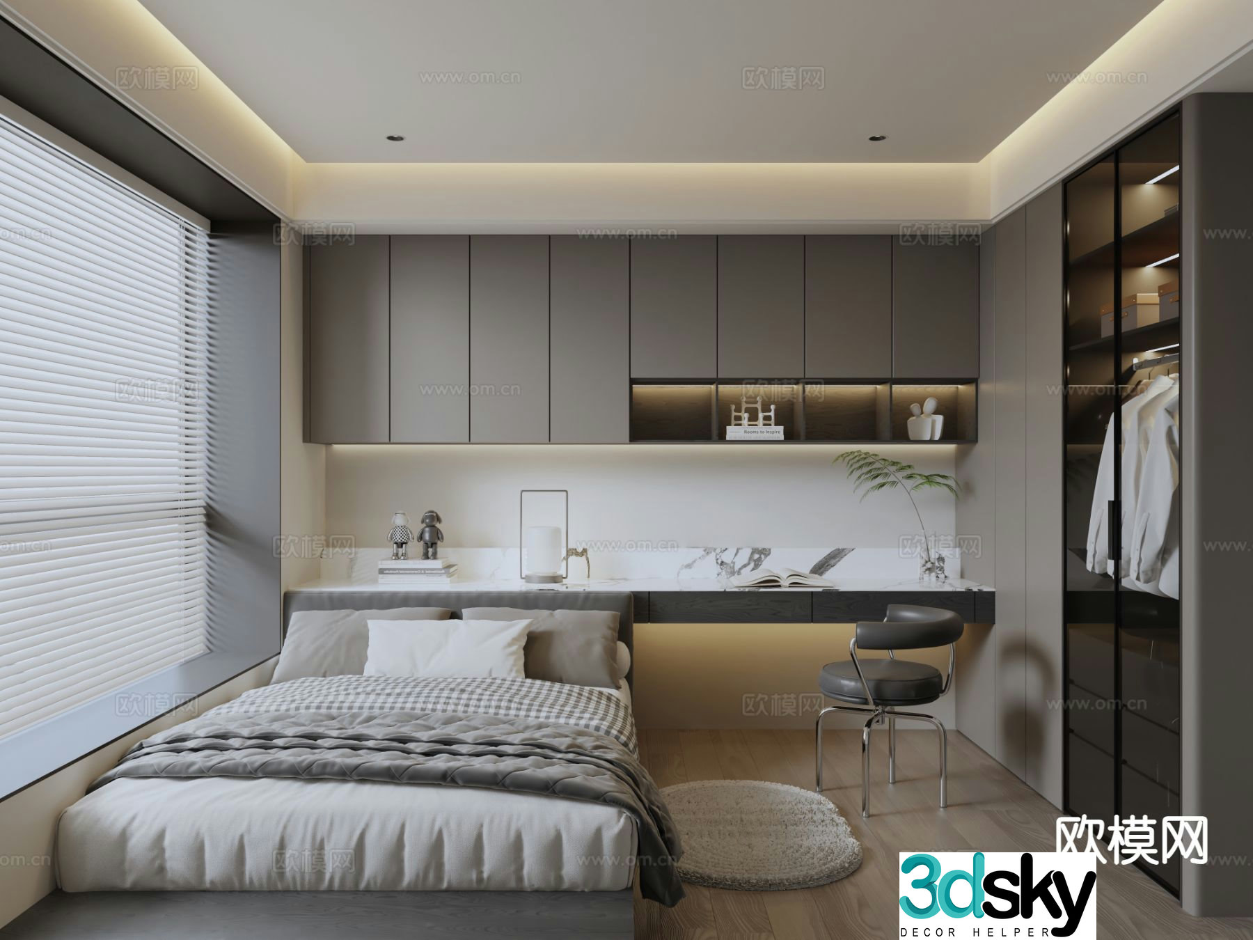Modern tatami bedroom 3d model