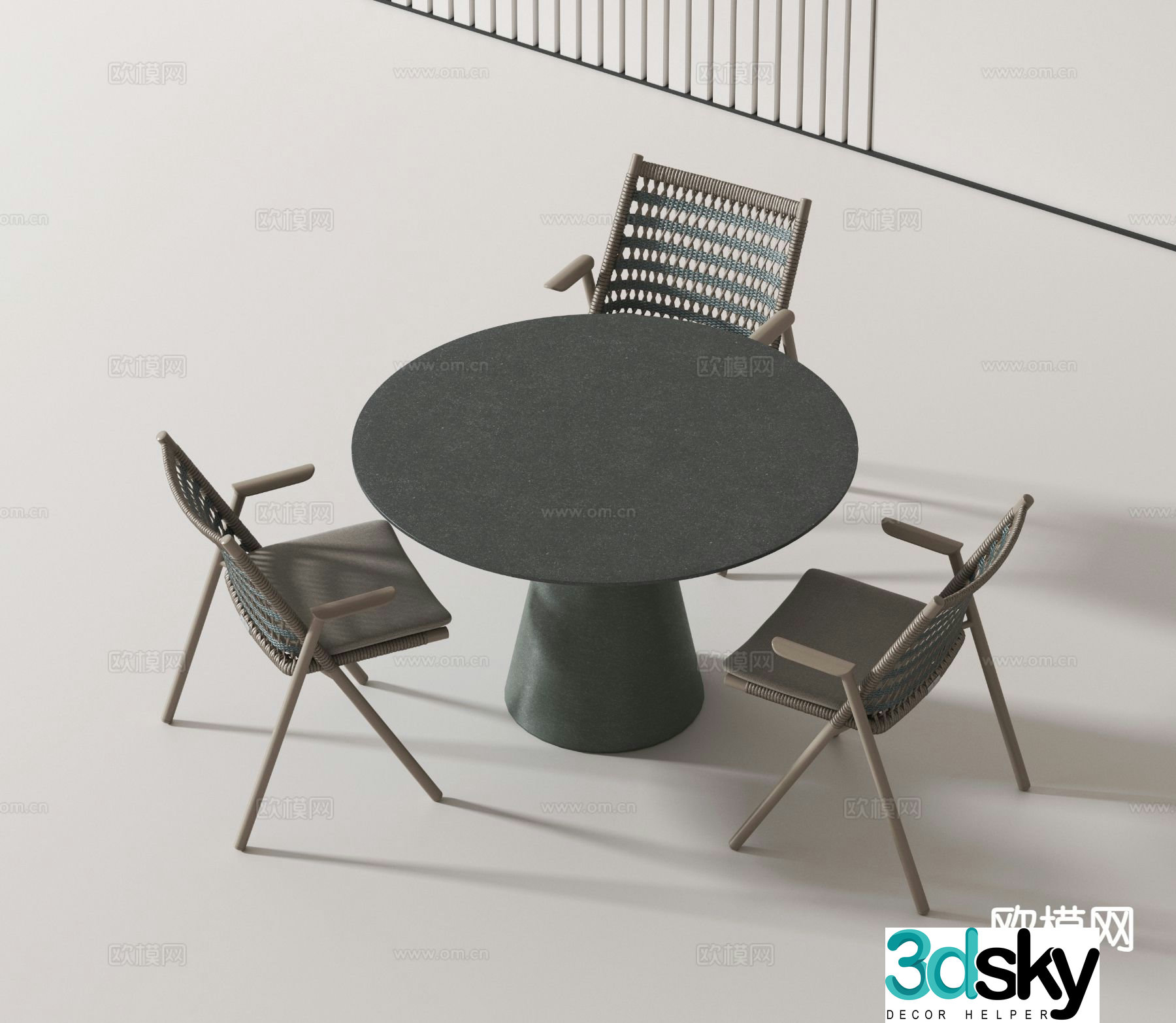 Modern leisure table and chairs round table 3d model