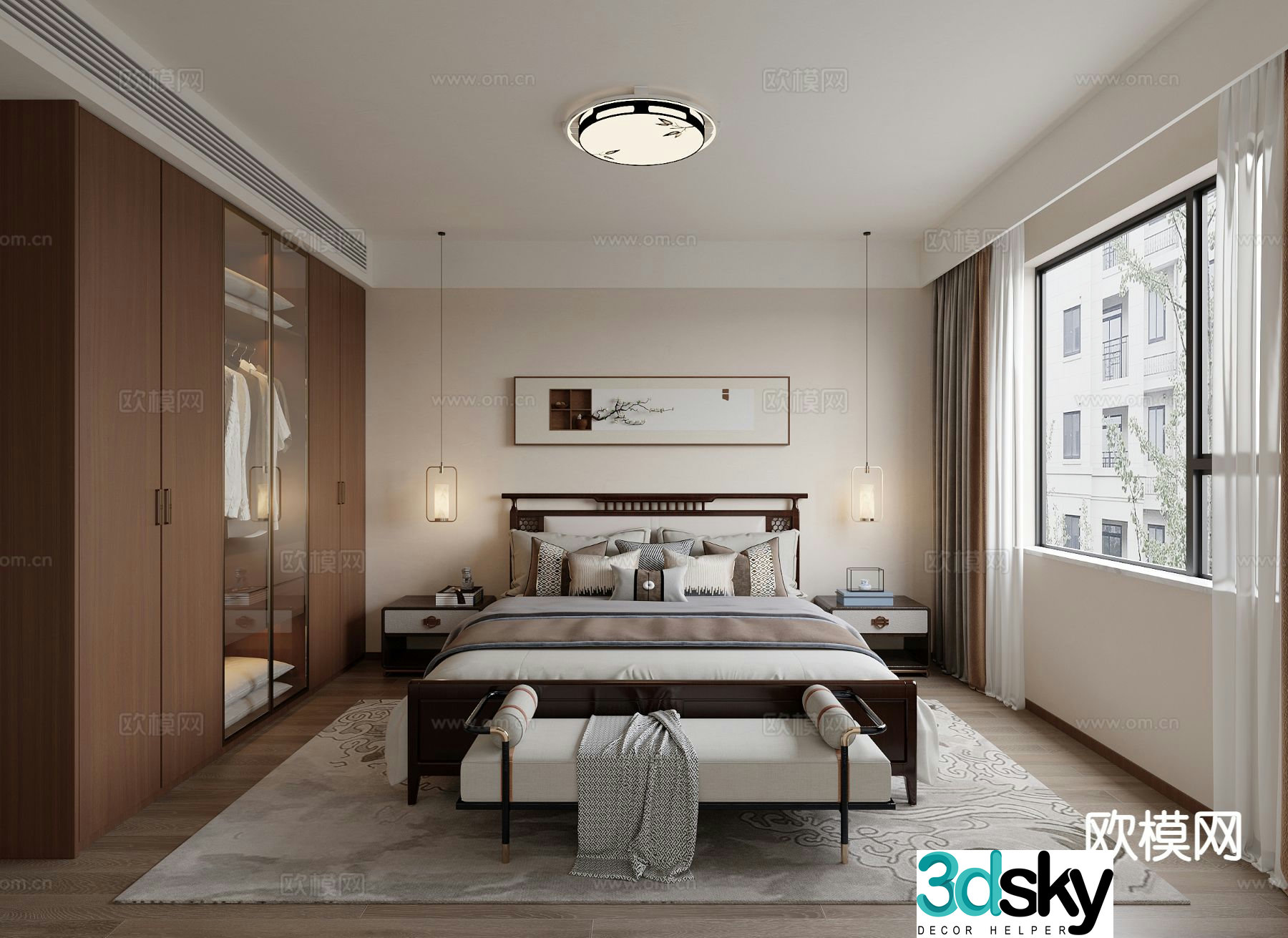 New Chinese style bedroom master bedroom 3d model