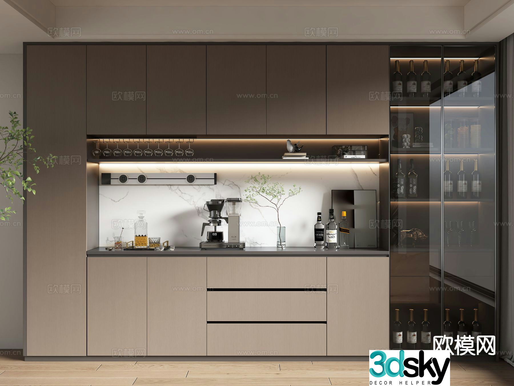 Modern wine cabinet sideboard 3d model
