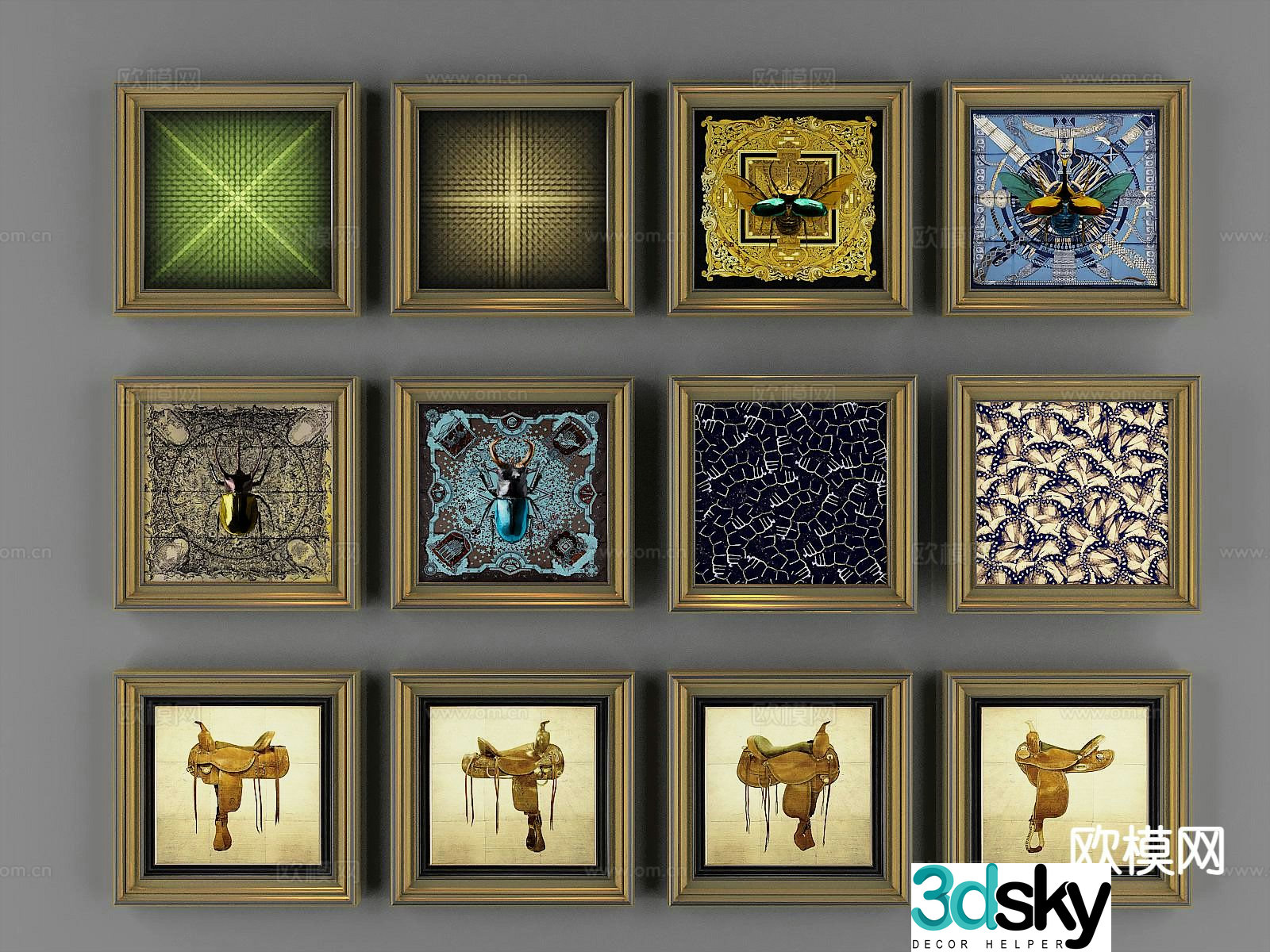 American decorative painting abstract painting 3d model