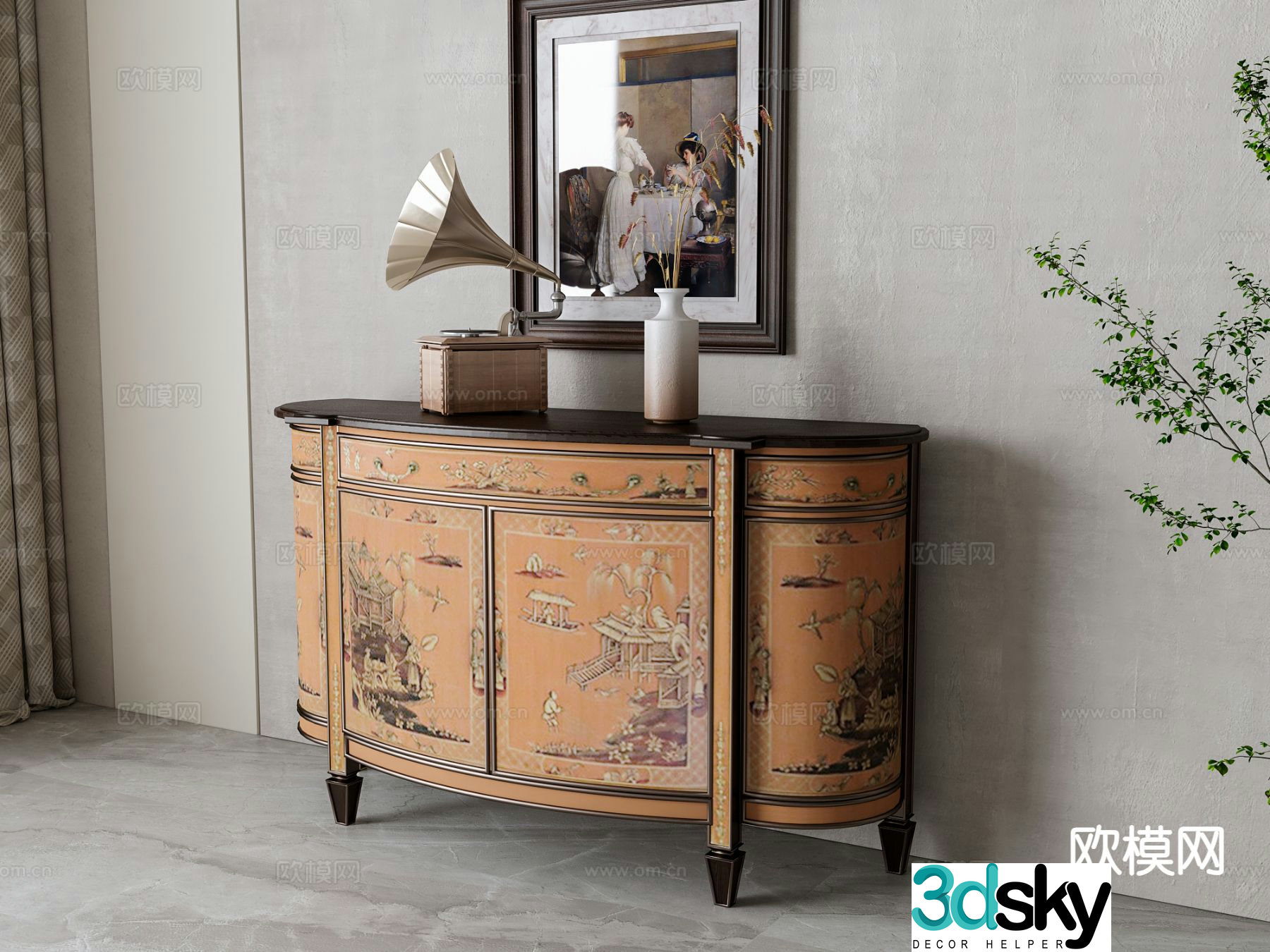 European style entrance cabinet 3D model