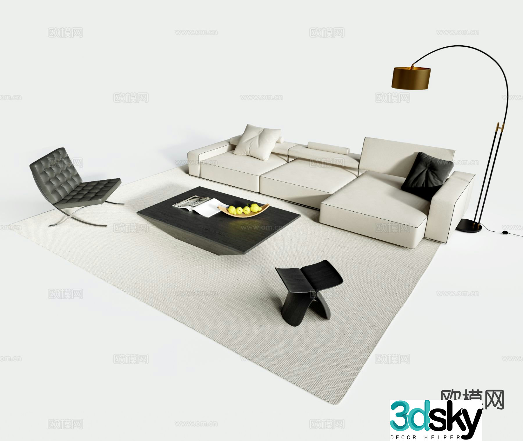Modern sectional sofa 3d model