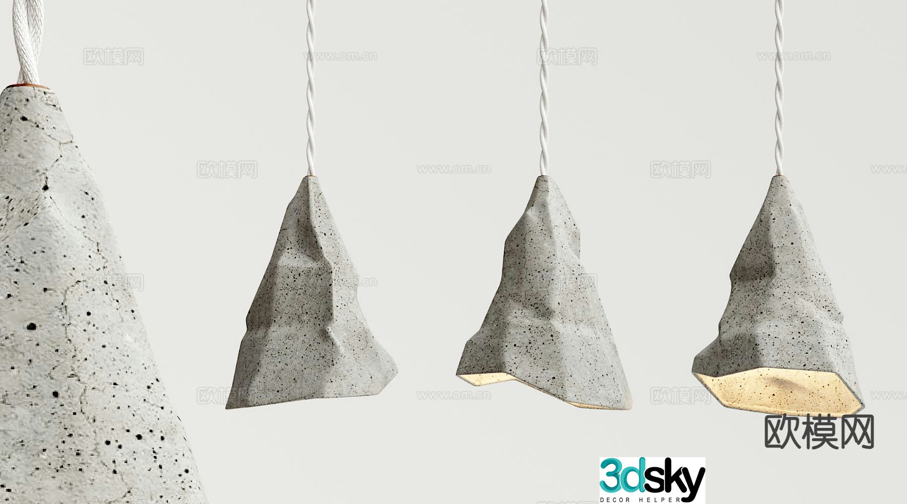 Industrial style chandelier plaster lamp 3d model