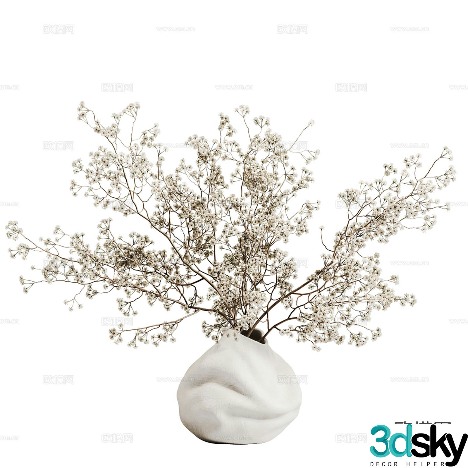 modern vase floral arrangement flower arrangement 3d model