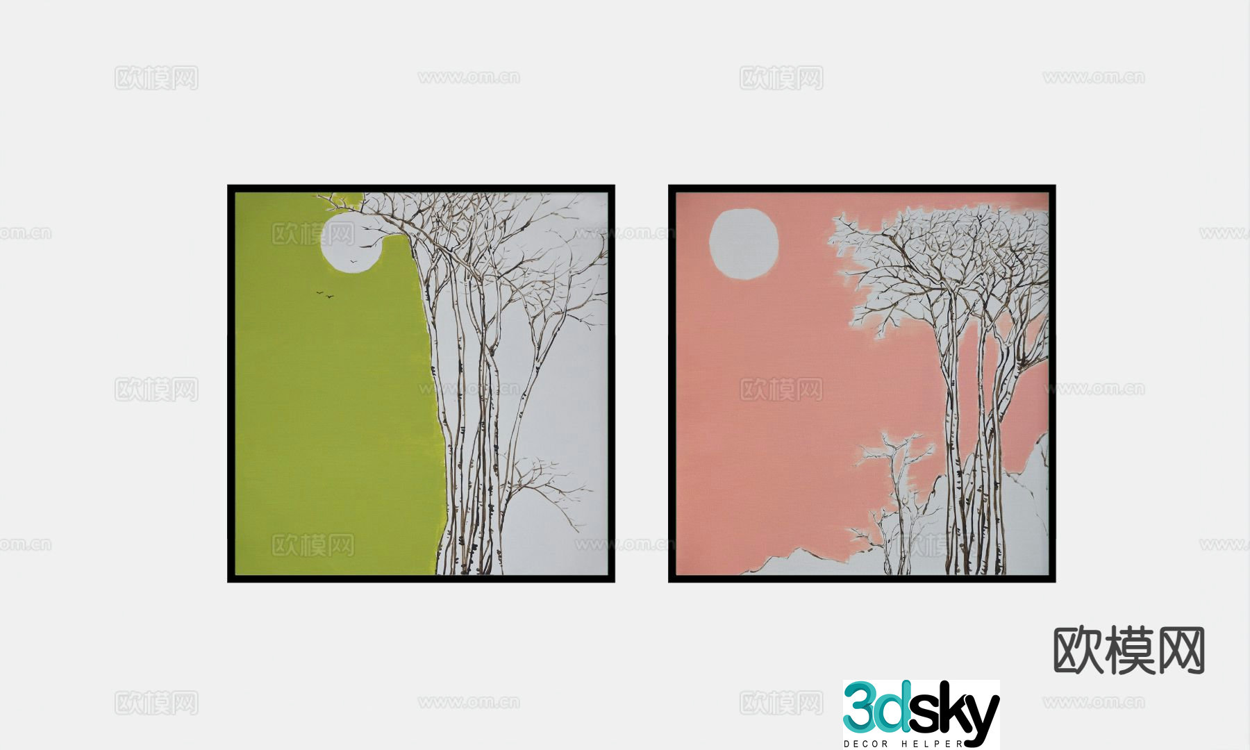 Nordic abstract painting decorative painting 3d model