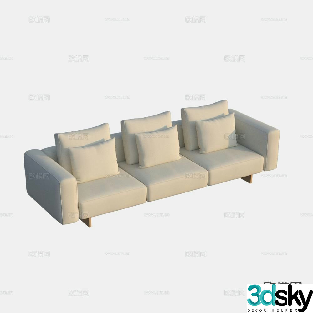 Three seater sofa upholstered sofa 3d model