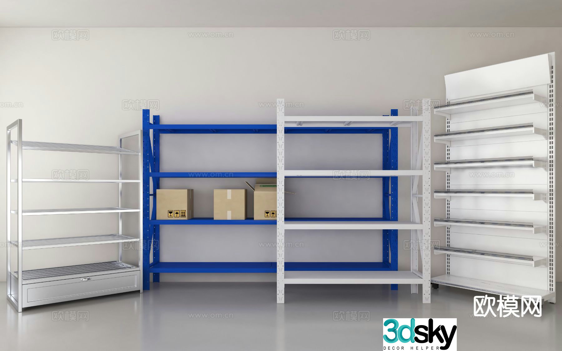 Shelves Express racks Warehouse shelves Container 3D model