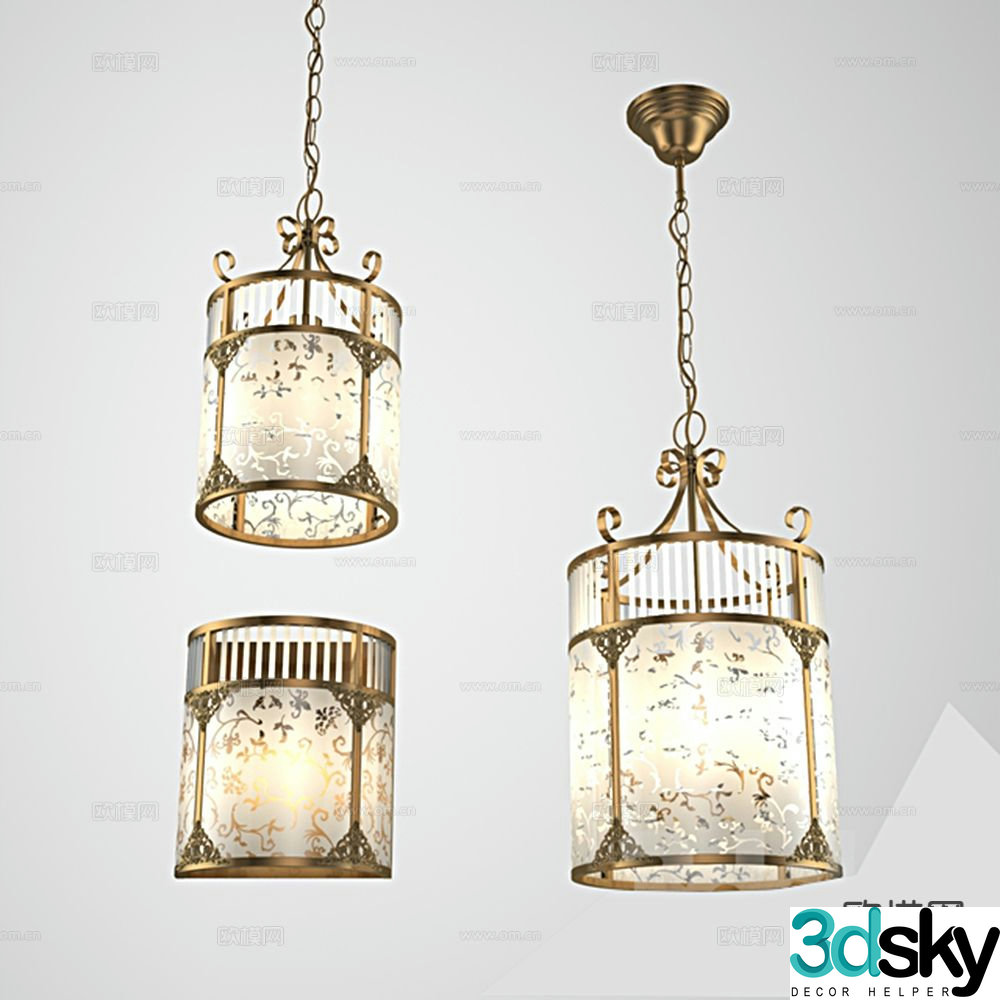 Simple European chandelier restaurant chandelier 3d model