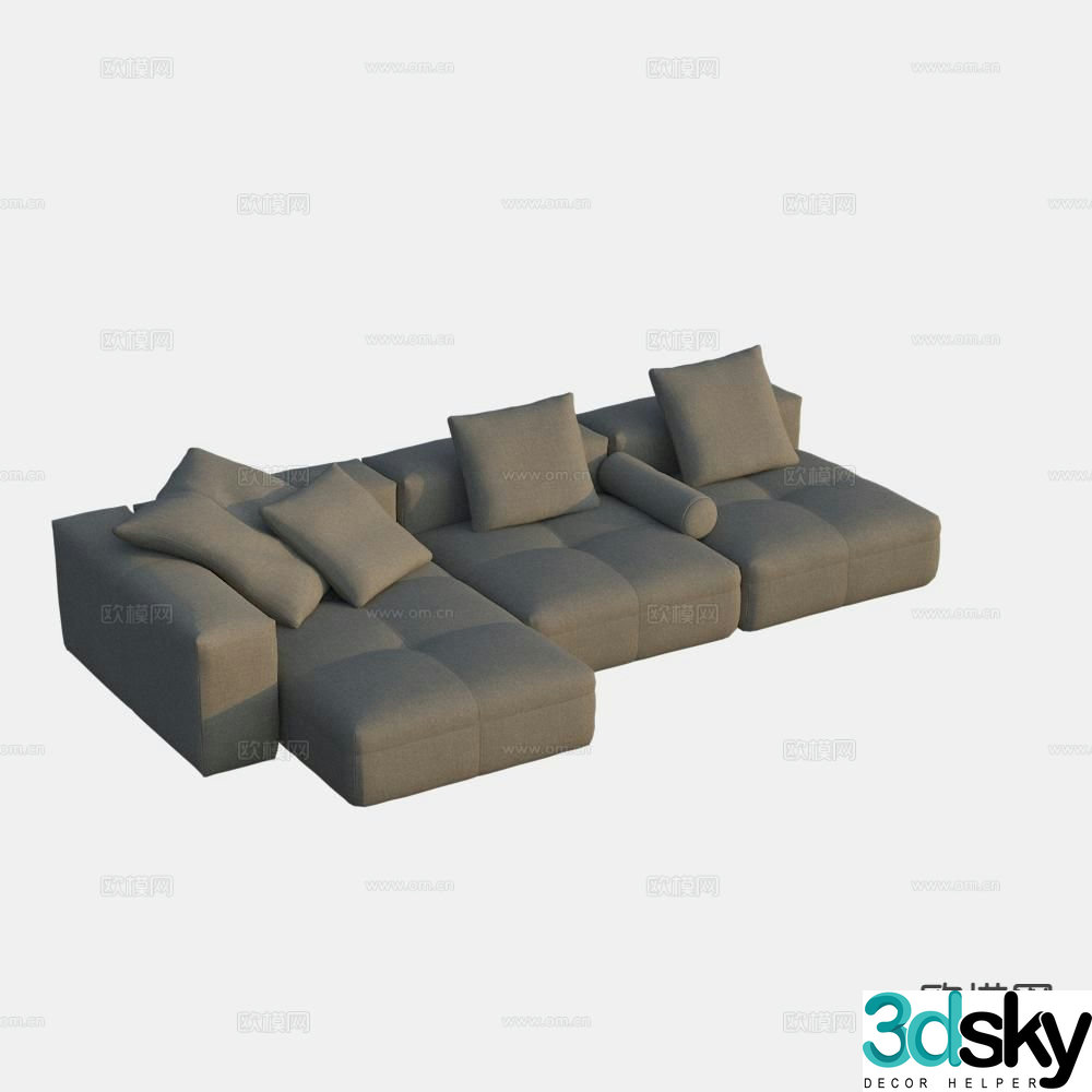 Three seater sofa upholstered sofa 3d model
