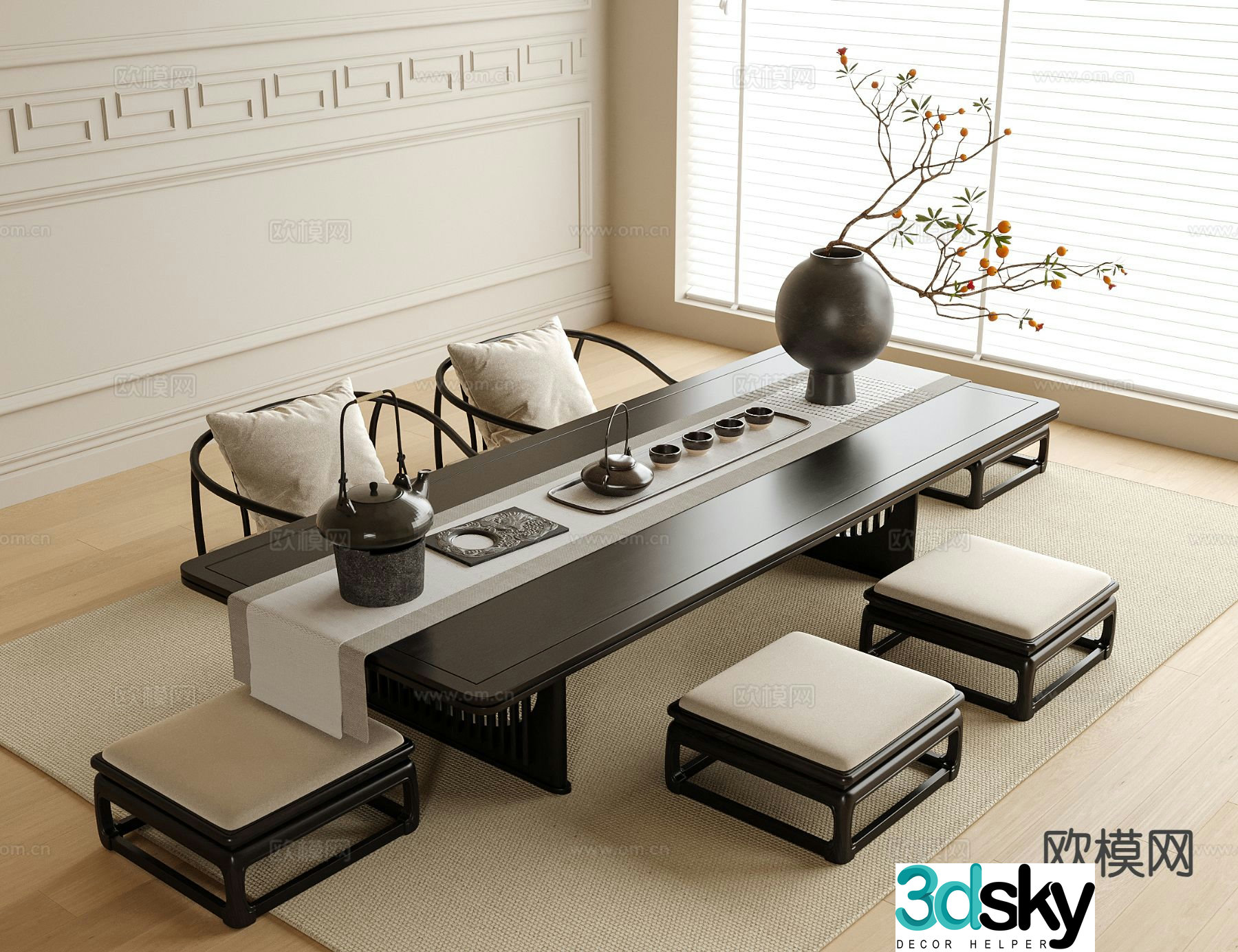 New Chinese Tatami Tea Table Tea Table 3D Model