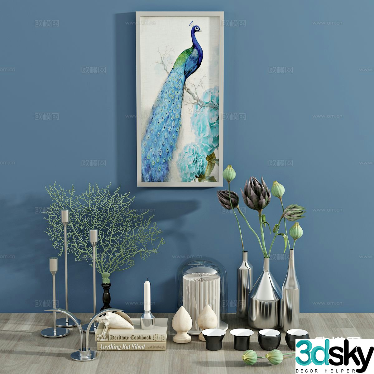 Modern metal vase candlestick decoration decorative painting 3d model
