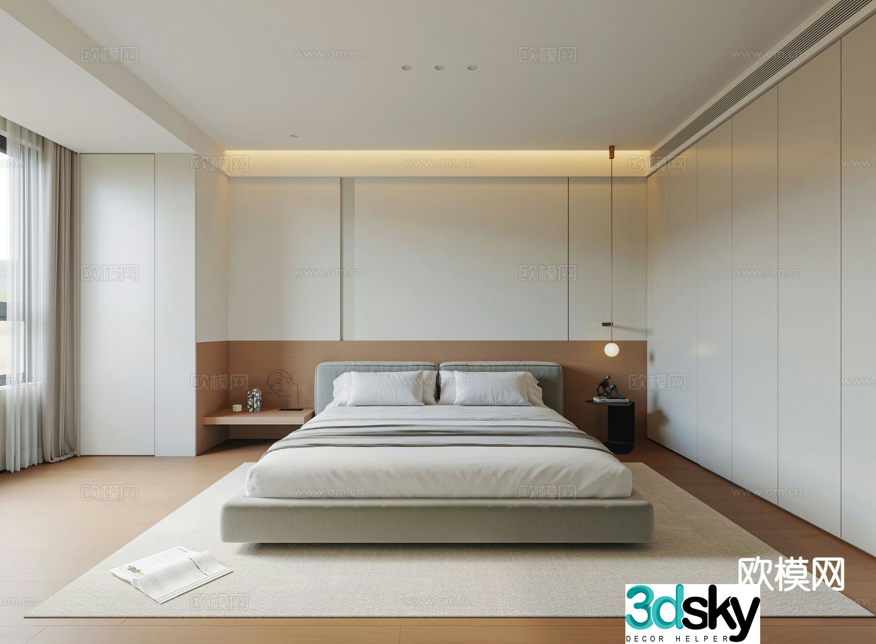 Modern minimalist bedroom master bedroom 3d model