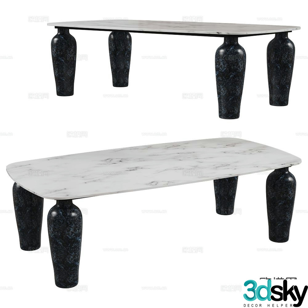 Gervasoni marble dining table 3d model