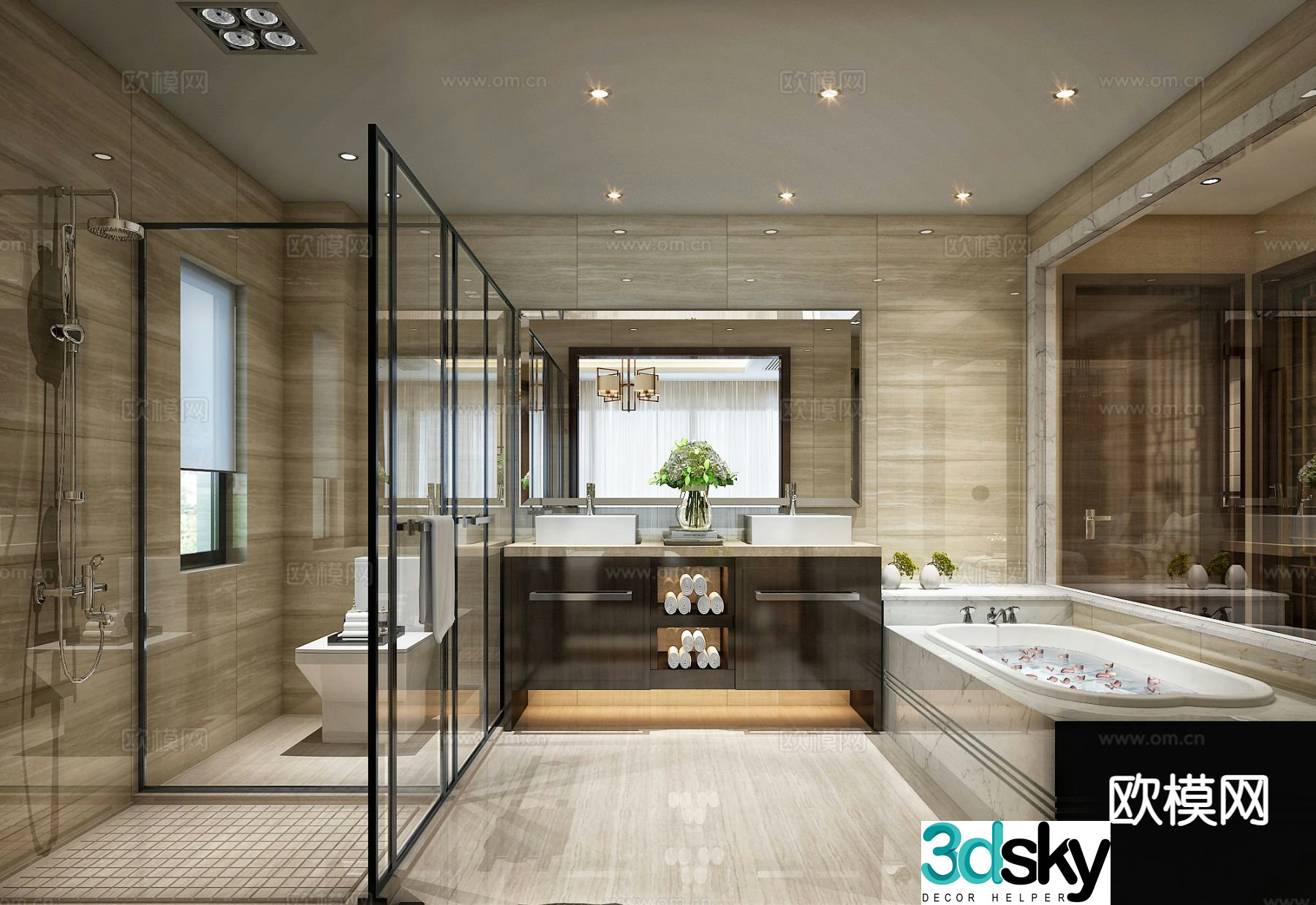 New Chinese style bathroom bathroom master bathroom 3d model